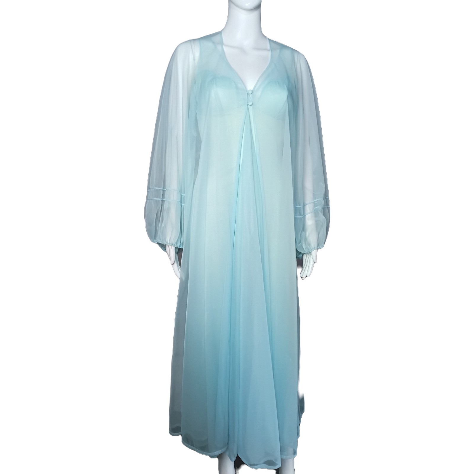 Vtg 50\'s Glydons Of Hollywood Women\'s Long Sheer Baby Blue Nightgown Peignoir Sm Vtg 50\'s Glydons Of Hollywood Women\'s Long Sheer Baby Blue Nightgown Peignoir Sm
