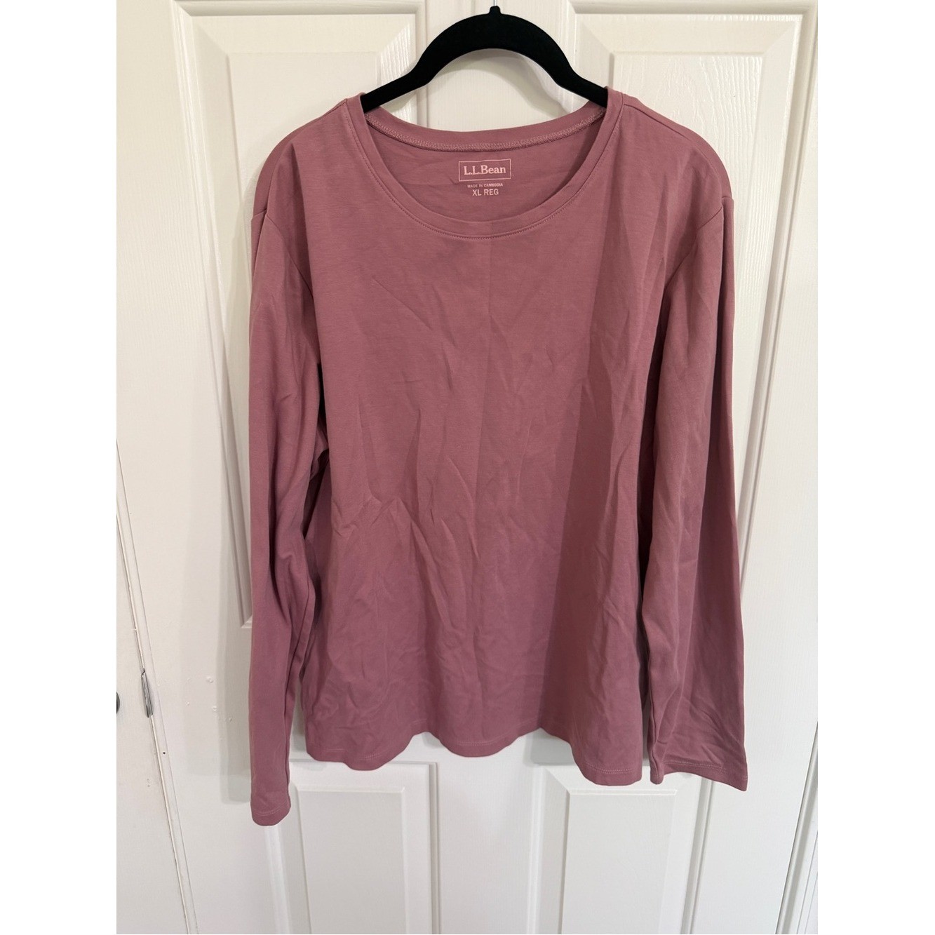 L.L.Bean XL Mauve Pima Cotton Long Sleeve Crewneck Tee Pink Preppy 188455