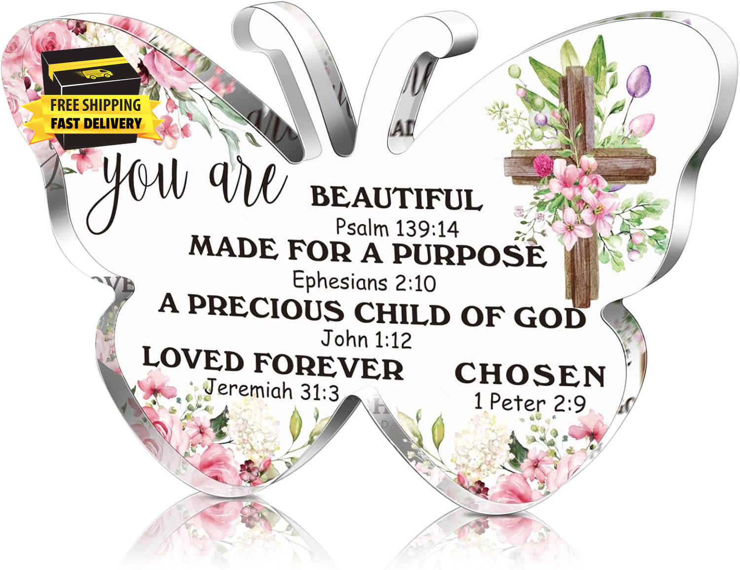 Christian Gifts for Women Bible Verse Plaque, Elegant Butterfly | Inspirational Christian Gifts for Women Bible Verse Plaque, Elegant Butterfly | Inspirational