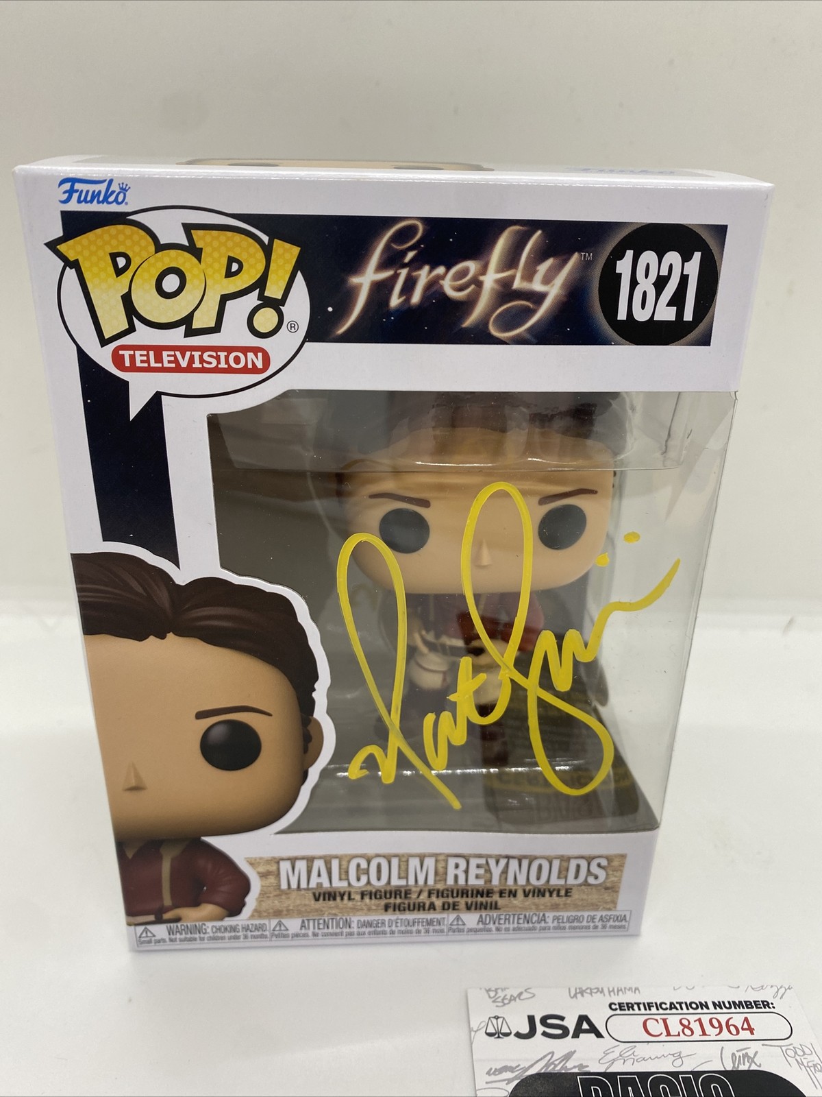 Signed Funko Pop #1821 - Firefly - Malcolm Reynolds - Nathan Fillion JSA COA Signed Funko Pop #1821 - Firefly - Malcolm Reynolds - Nathan Fillion JSA COA
