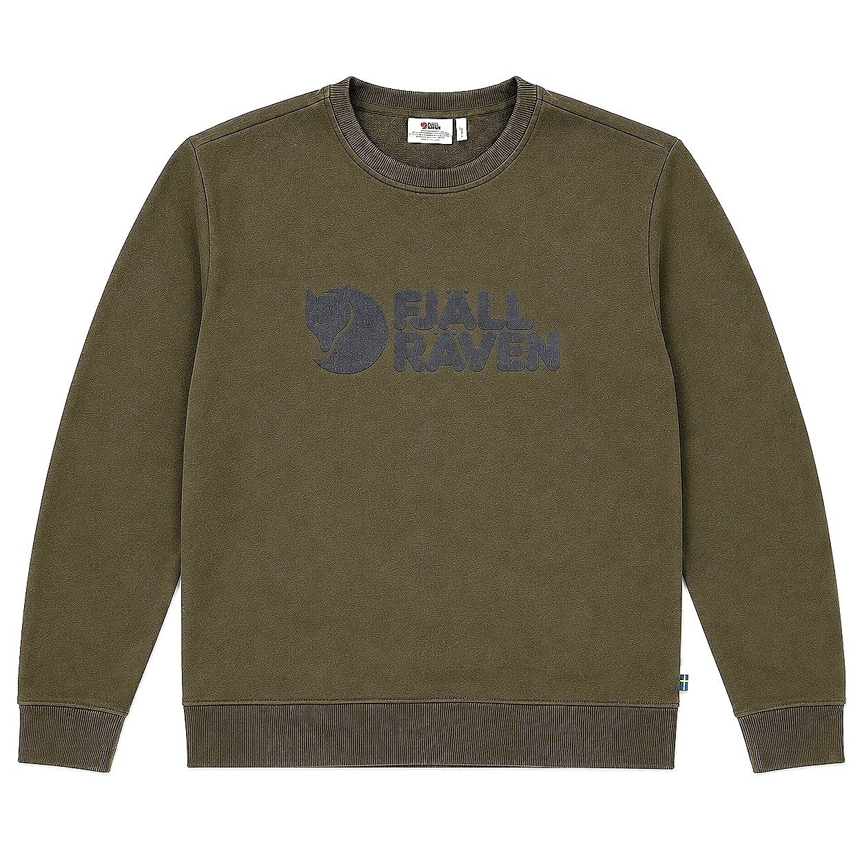 Fjallraven Men\'s Med Logo Sweater Deep Forest Organic Cotton Crewneck Sweatshirt