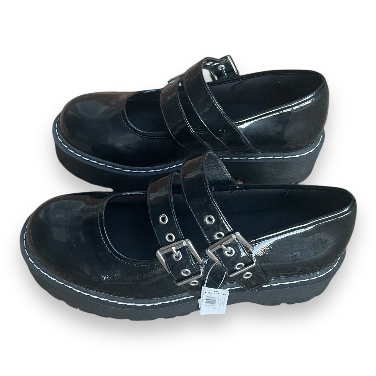 Torrid Black Patent Double Strap Mary Jane Platform Lug Sole Shoes Womens 10 WW Torrid Black Patent Double Strap Mary Jane Platform Lug Sole Shoes Womens 10 WW