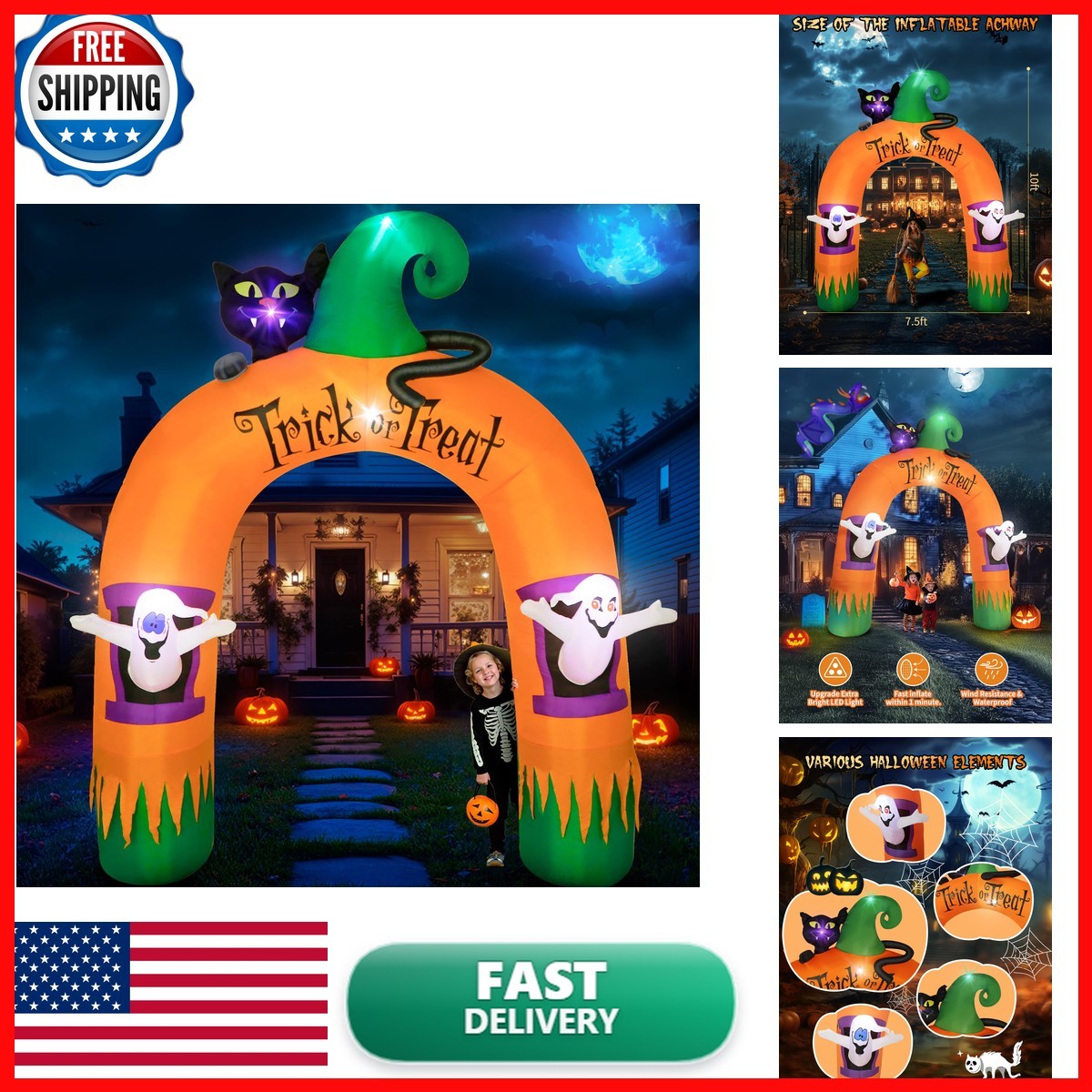 Dawdix 10FT Large Halloween Inflatable Archway Decoration, Halloween Blow Up Dawdix 10FT Large Halloween Inflatable Archway Decoration, Halloween Blow Up