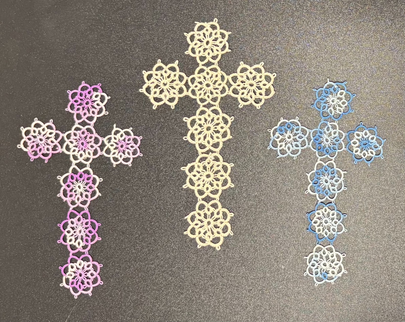 Antique / Vtg bookmark lot of 3 early 1900\'s Tatting Cross Christian Religion Antique / Vtg bookmark lot of 3 early 1900\'s Tatting Cross Christian Religion