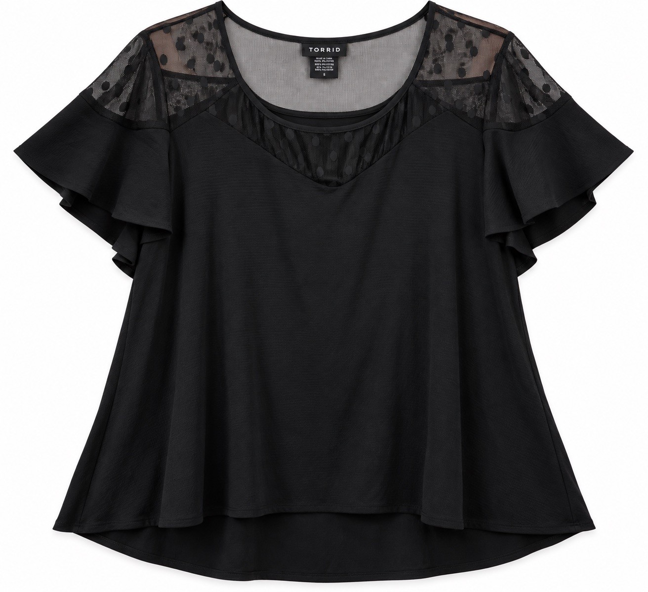 Torrid Women’s Plus Size 3X Black Sheer Shoulder Polka Dot Short Sleeve Blouse Torrid Women’s Plus Size 3X Black Sheer Shoulder Polka Dot Short Sleeve Blouse