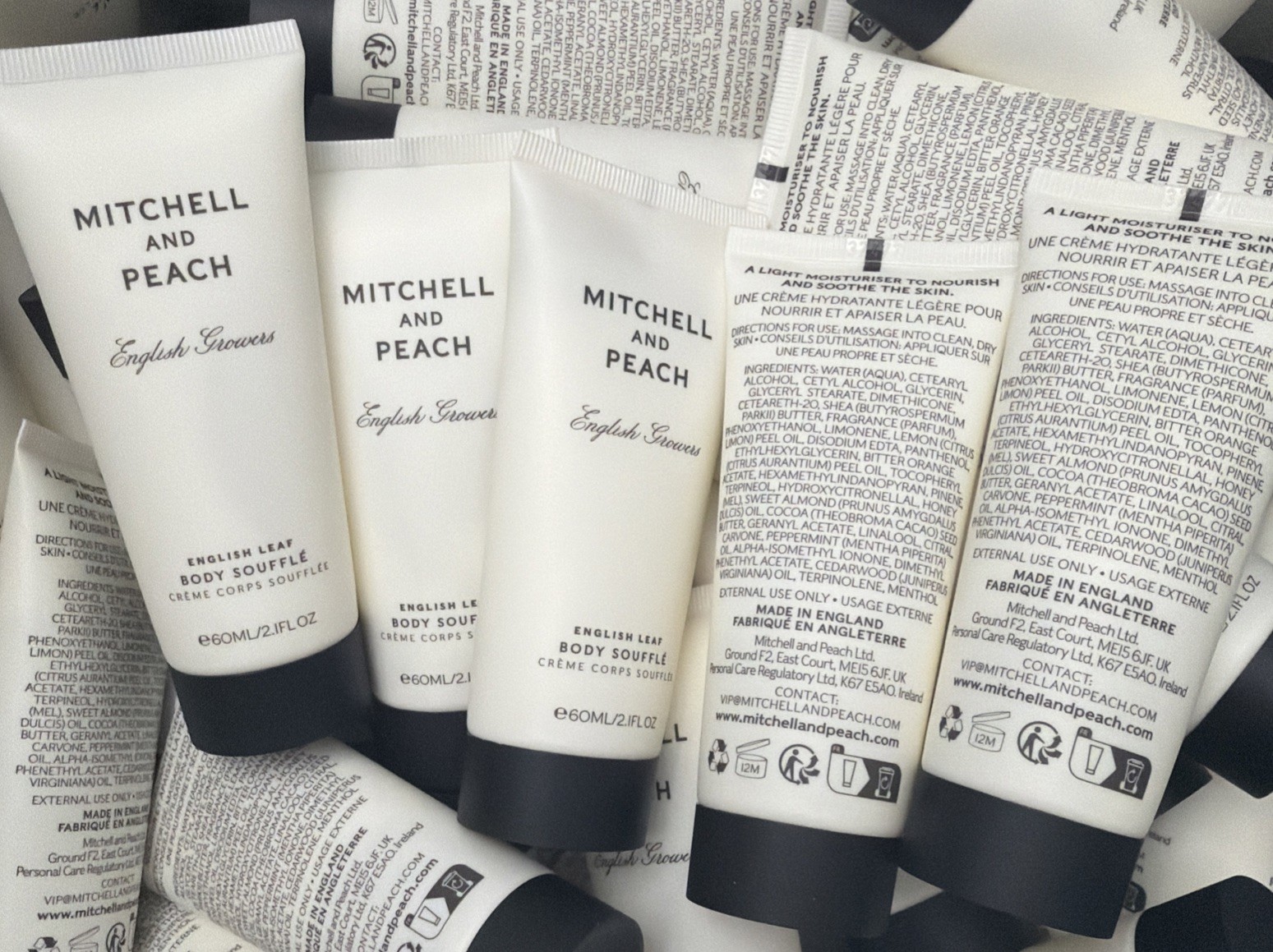 5 Mitchell and Peach English Leaf Body Souffle 60 ml 2.1 oz each Sealed