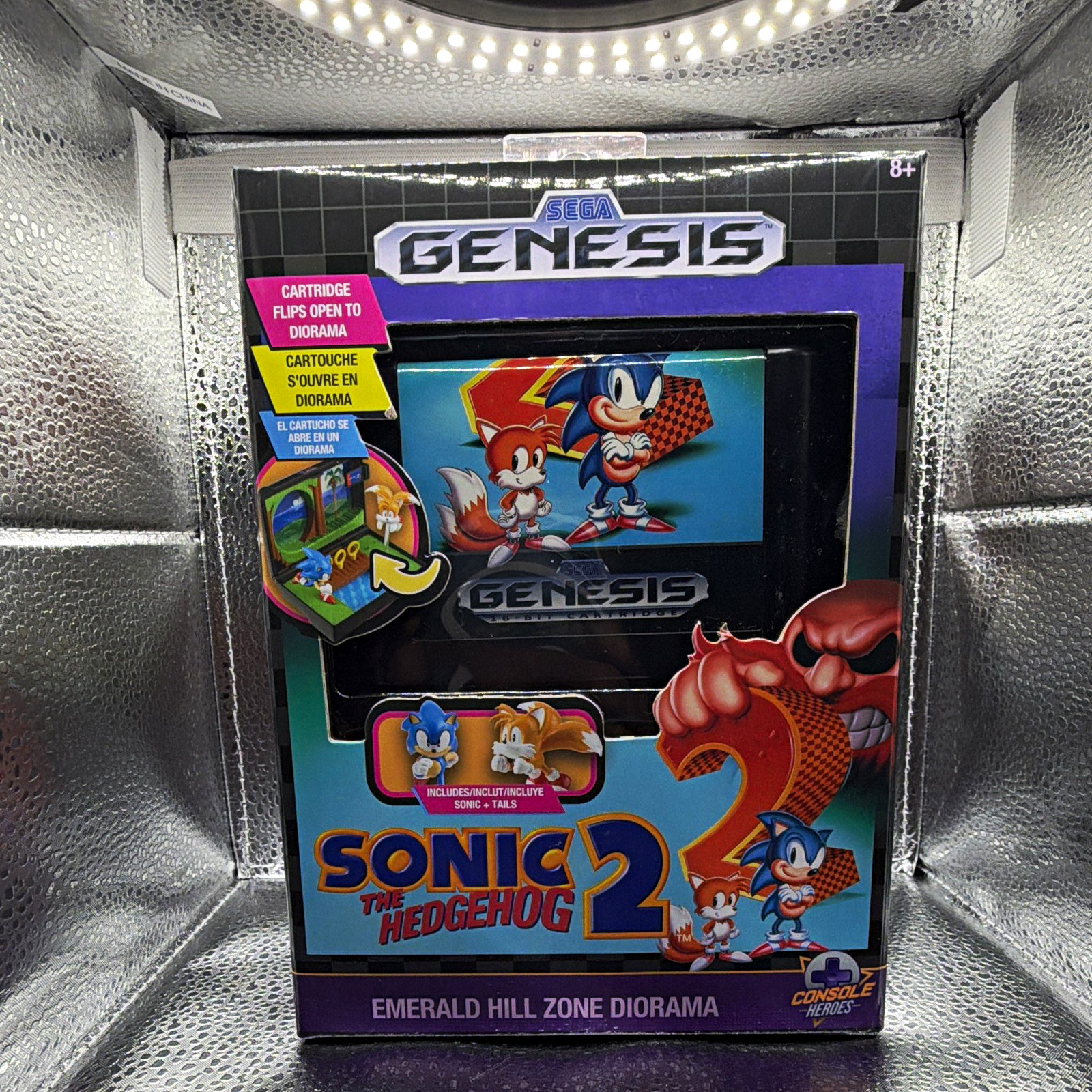 SEGA Console Heroes Sonic the Hedgehog 2 Emerald Hill Zone Diorama, Flip-Open