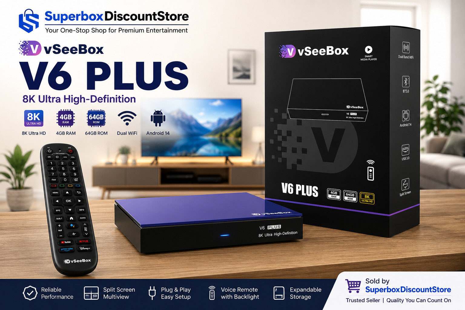 VSeeBox V6 Plus 30 Day Satisfaction Guarantee Fast Shipping Authorized Dealer