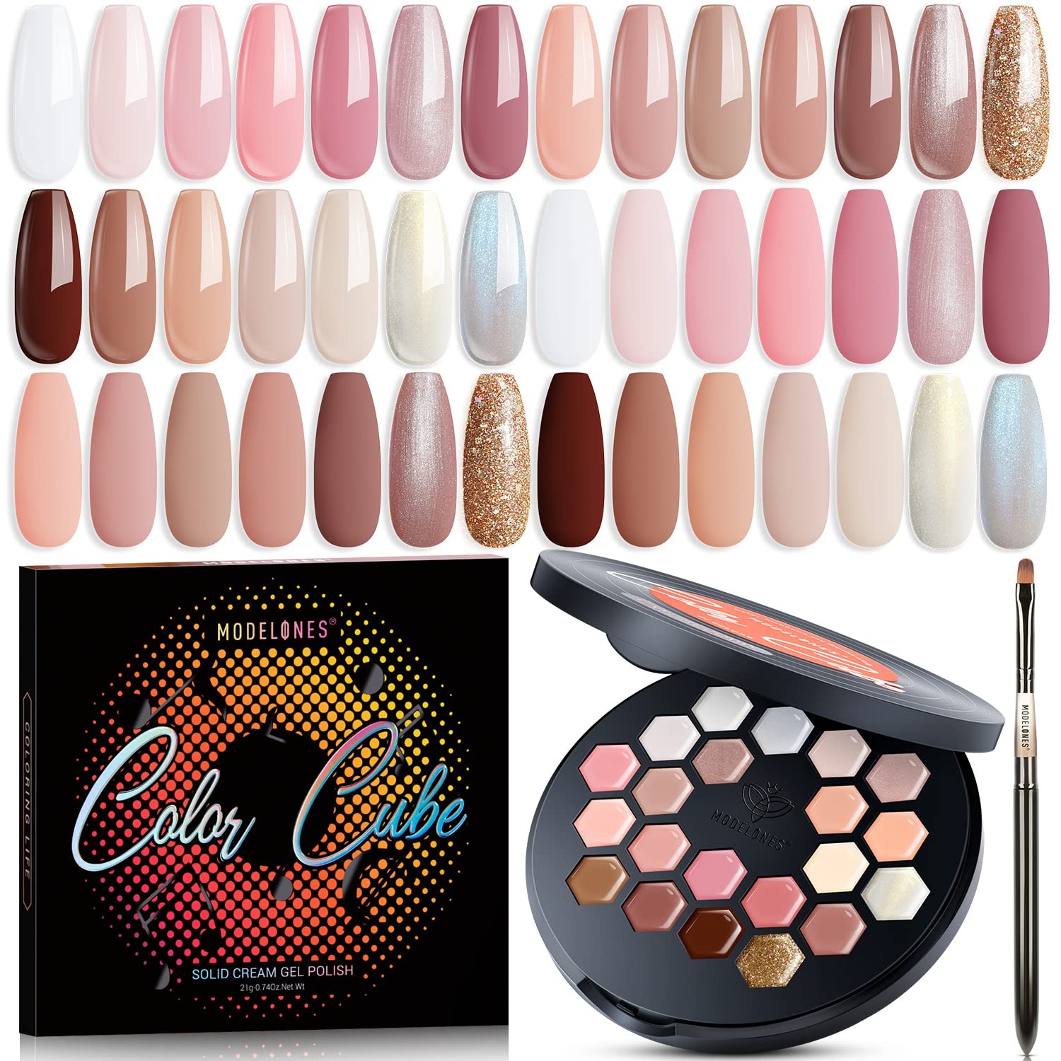 Modelones Gel Nail Polish Set, 21 Colors Ultimate Neutral Collection Solid Gel Modelones Gel Nail Polish Set, 21 Colors Ultimate Neutral Collection Solid Gel