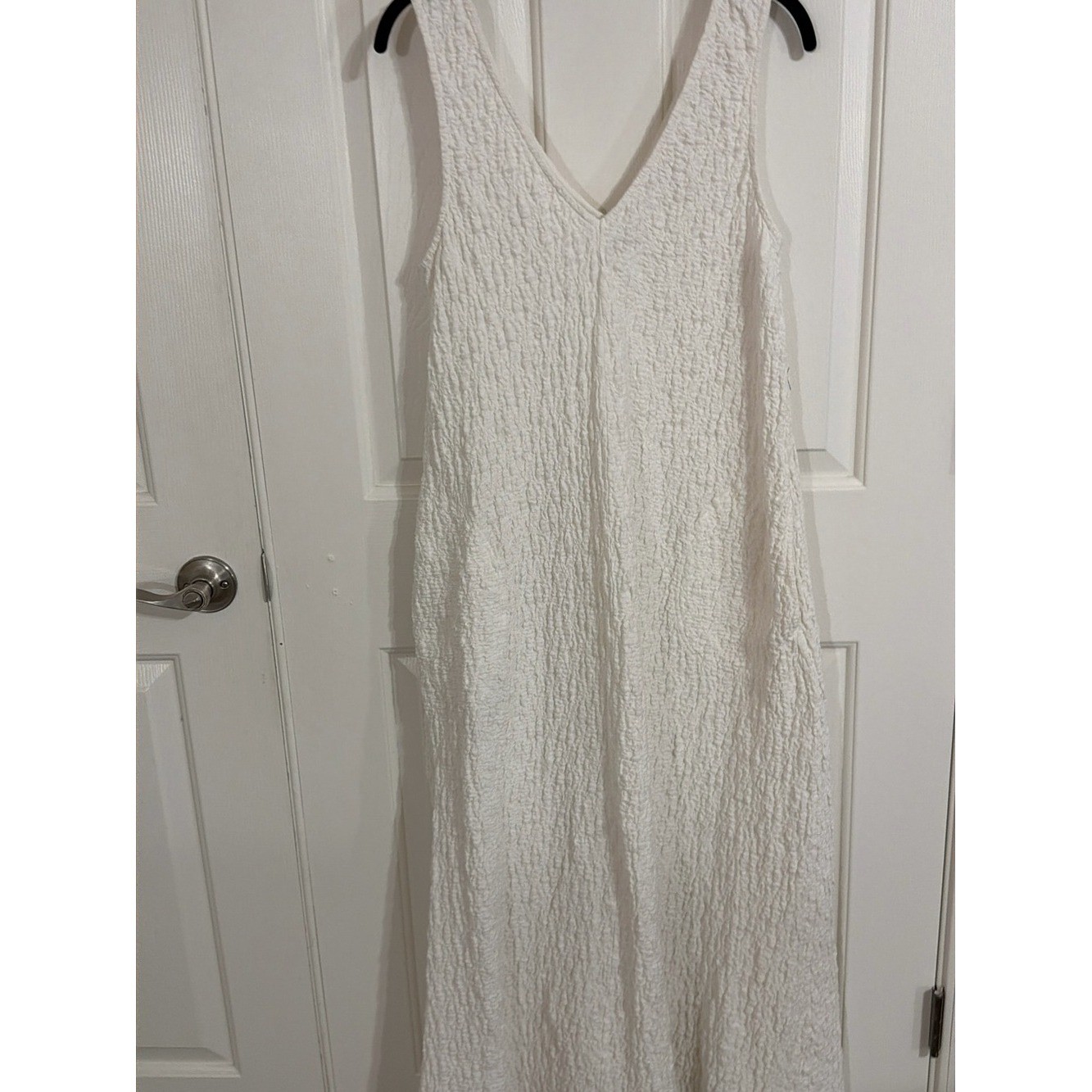 Free People Free-est Aida Maxi Dress M Ivory Crinkle Textured Boho Pockets Free People Free-est Aida Maxi Dress M Ivory Crinkle Textured Boho Pockets