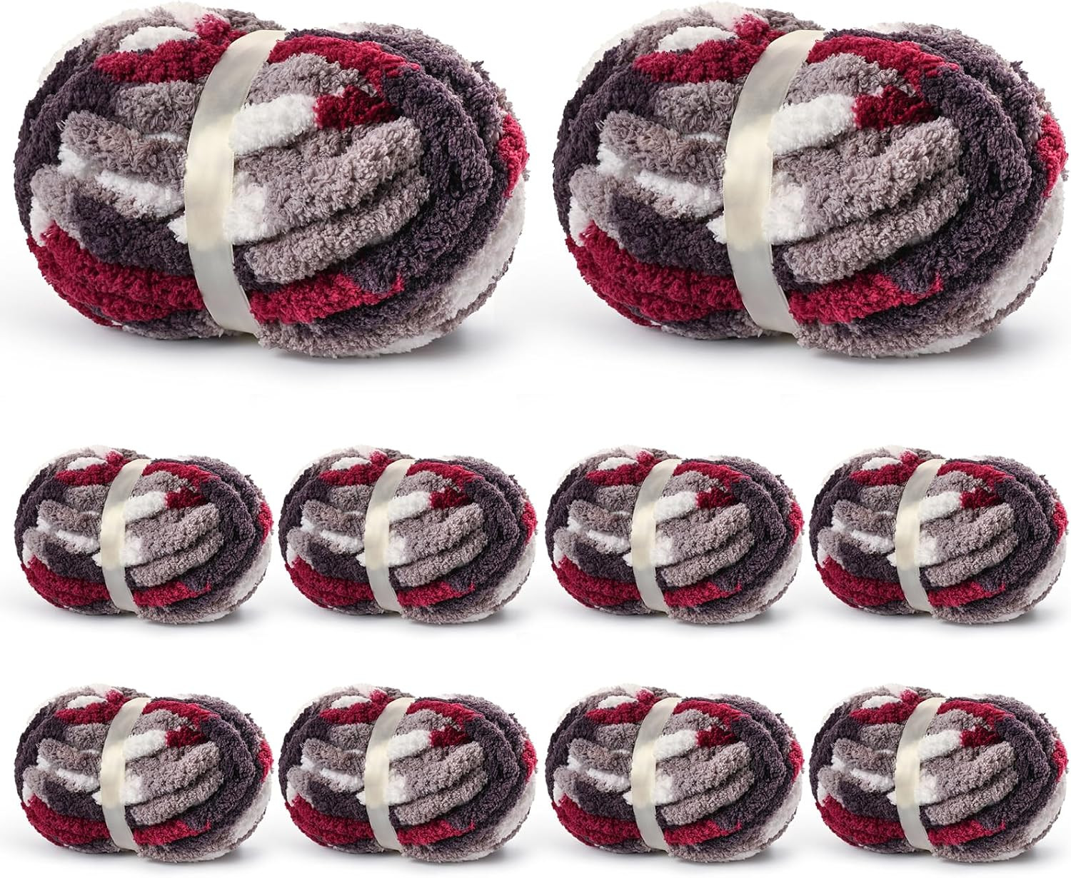 10 Pack Jumbo Chunky Yarn for Hand Knitting, Fluffy Variegated Chunky Chenille Y 10 Pack Jumbo Chunky Yarn for Hand Knitting, Fluffy Variegated Chunky Chenille Y