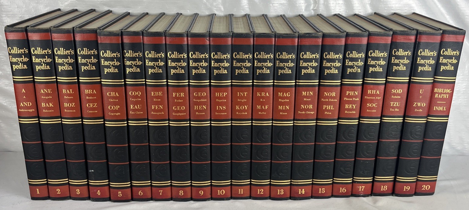 Collier\'s Encyclopedia - First Edition Complete HC Set 1-20 Red Black Gold 1952 Collier\'s Encyclopedia - First Edition Complete HC Set 1-20 Red Black Gold 1952