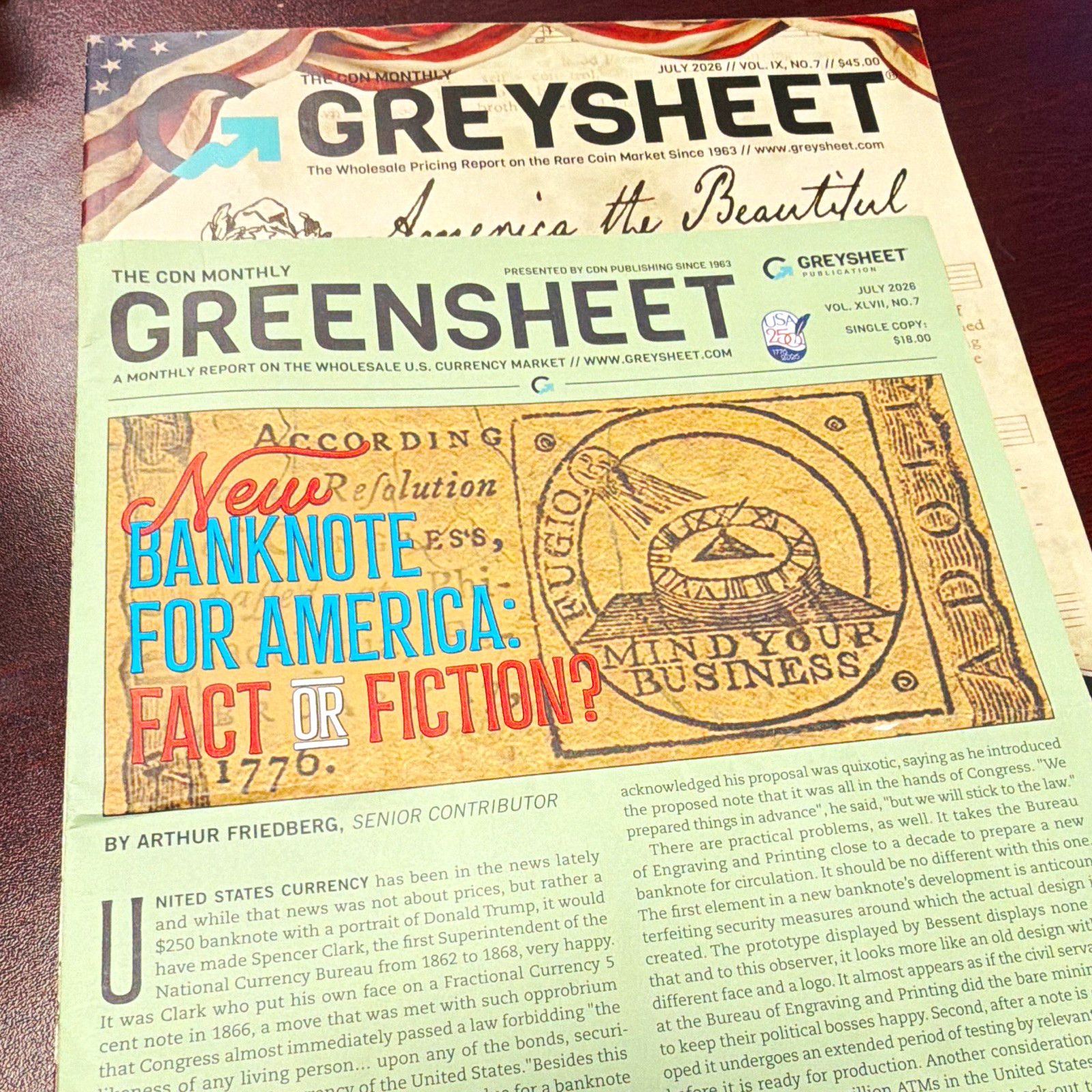 Greysheet Monthly Greysheet & Greensheet July 2026 Vol. XL No. 7