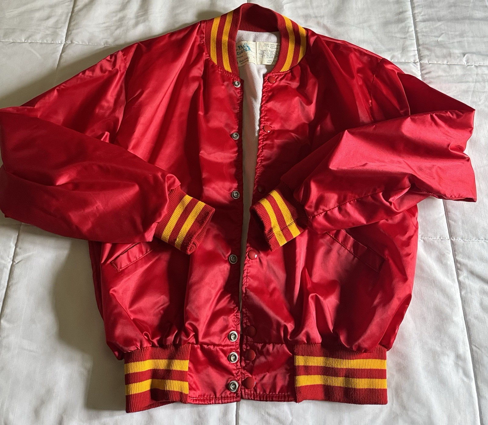 Vintage 80s 90s DeLong Baseball Satin Jacket Sz L Made In USA Vintage 80s 90s DeLong Baseball Satin Jacket Sz L Made In USA