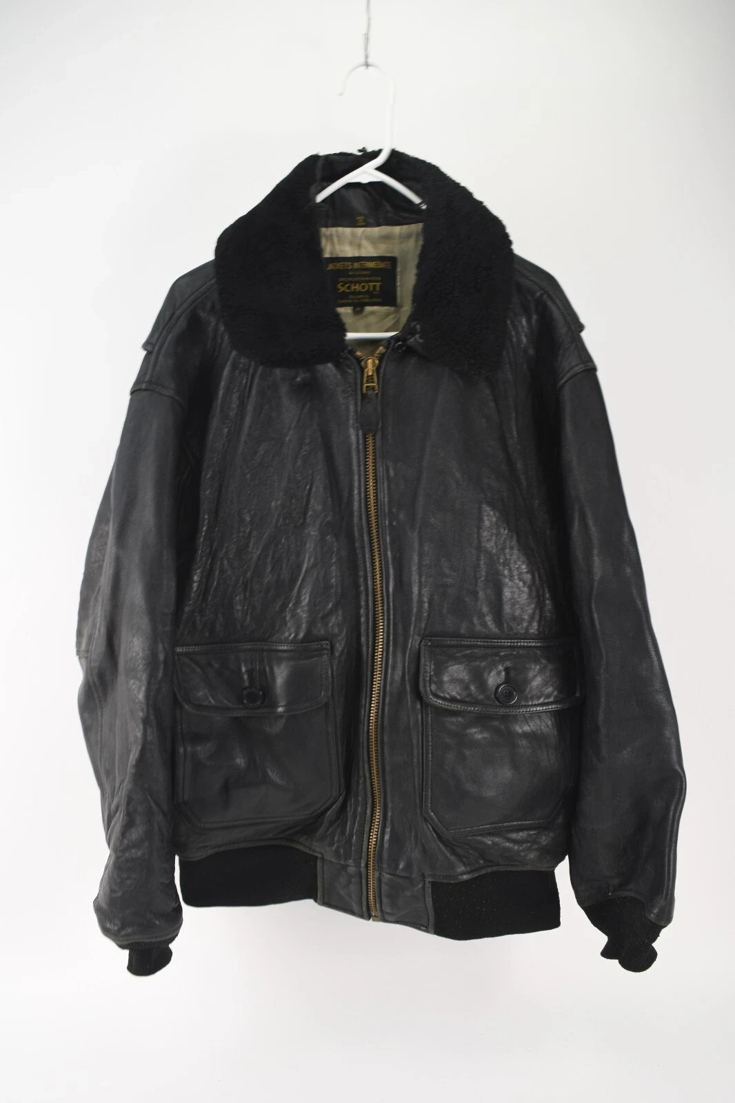 VTG Schott Mens Black G-1 US Navy Leather Jacket Origin Korea Size XL VTG Schott Mens Black G-1 US Navy Leather Jacket Origin Korea Size XL