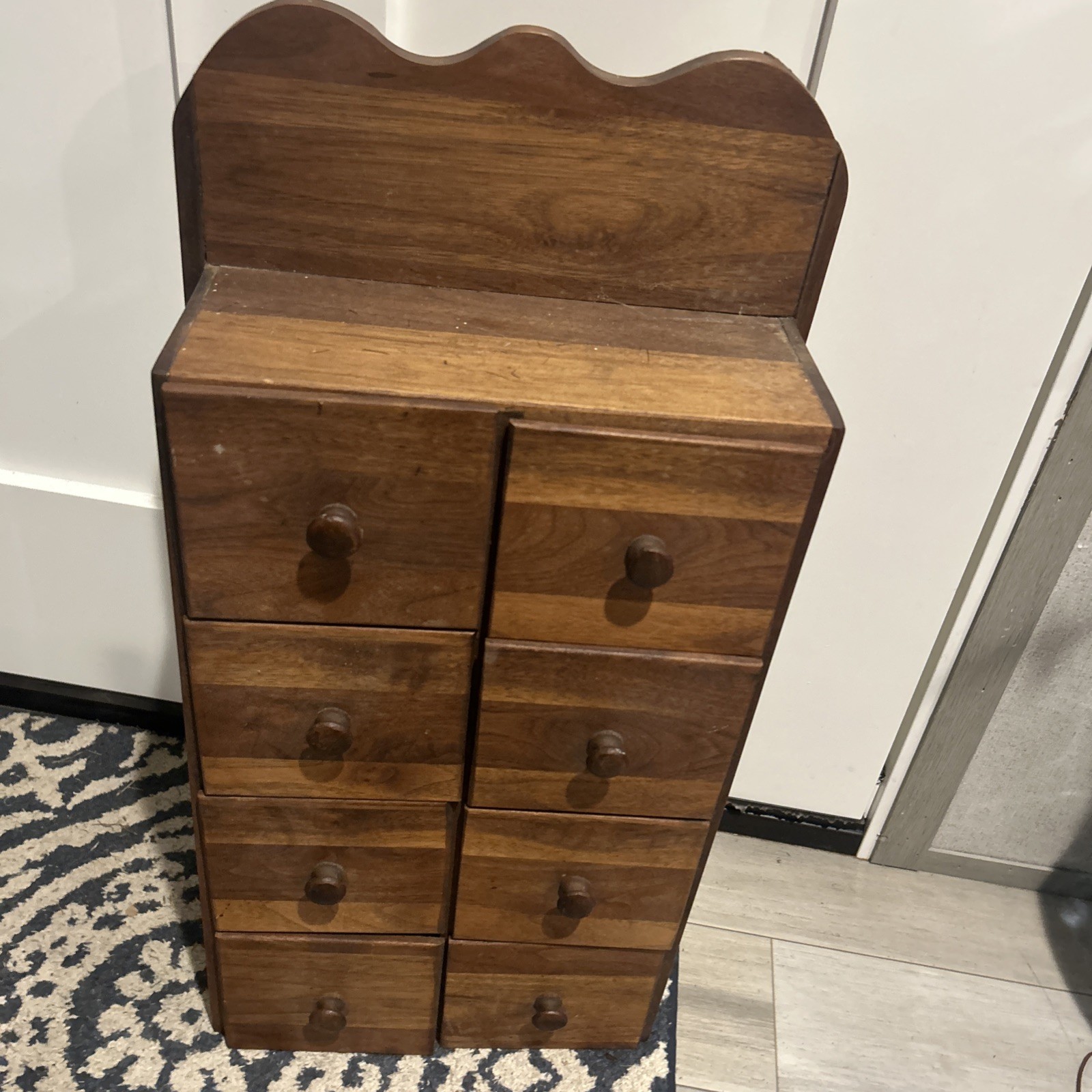 Vintage wooden wall-hanging spice box or apothecary cabinet Vintage wooden wall-hanging spice box or apothecary cabinet