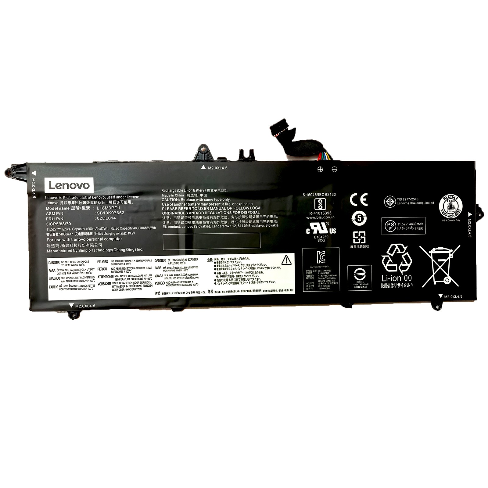 Genuine 55Wh L18L3PD1 L18M3PD1 L18M3PD2 Battery for Lenovo ThinkPad T490s T495s Genuine 55Wh L18L3PD1 L18M3PD1 L18M3PD2 Battery for Lenovo ThinkPad T490s T495s