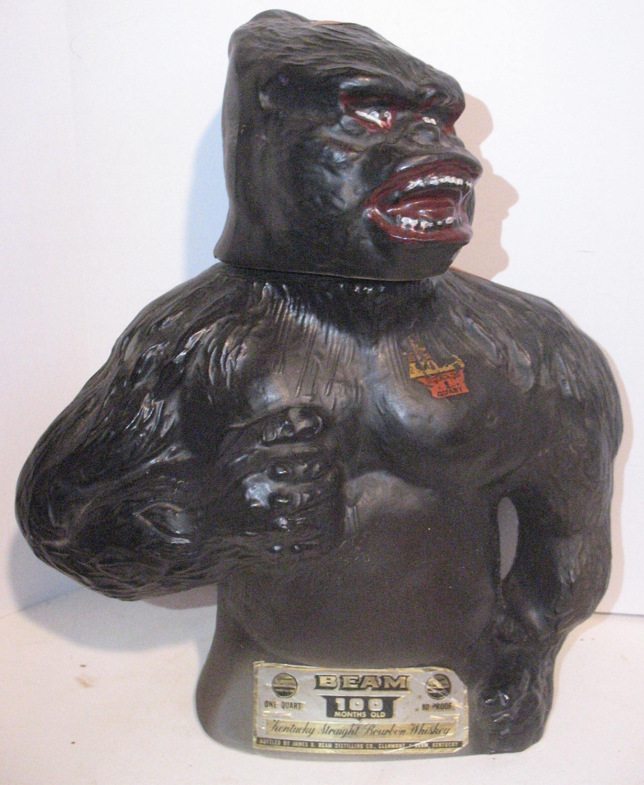 Vtg 1976 Empty Jim Beam King Kong Whisky Decanter Bottle Paramount Pictures Film