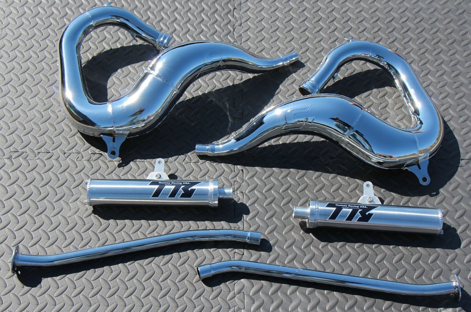 NEW Yamaha Banshee CHROME Toomey Racing T5 Pipes + T-5 silencers 1987-2006