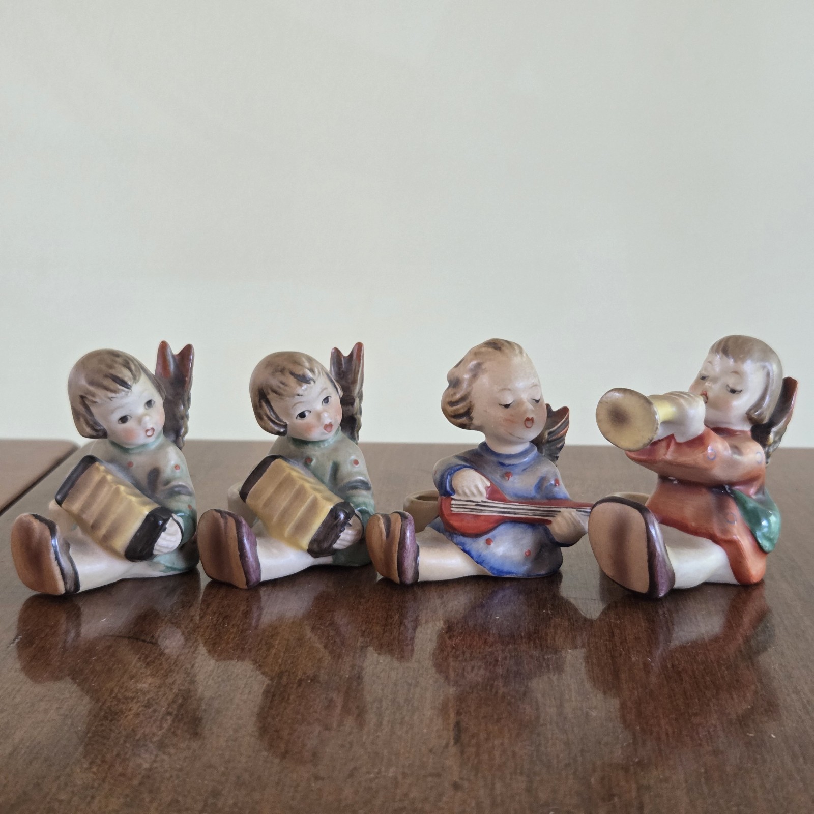 Set of 4 Vintage Goebel Hummel Mini Candle Holders Figurines \ Set of 4 Vintage Goebel Hummel Mini Candle Holders Figurines \