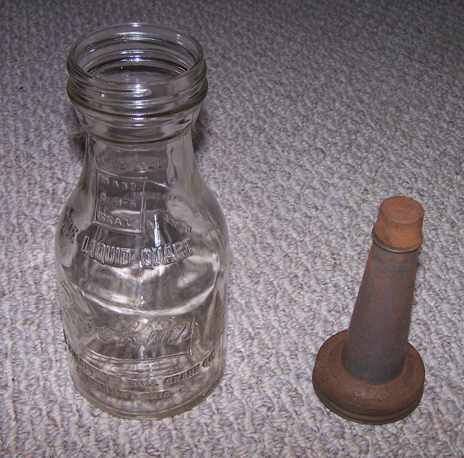 Vintage Brookins Oil Bottle with Capped Spout Cincinnati Ball Crank CLEAN