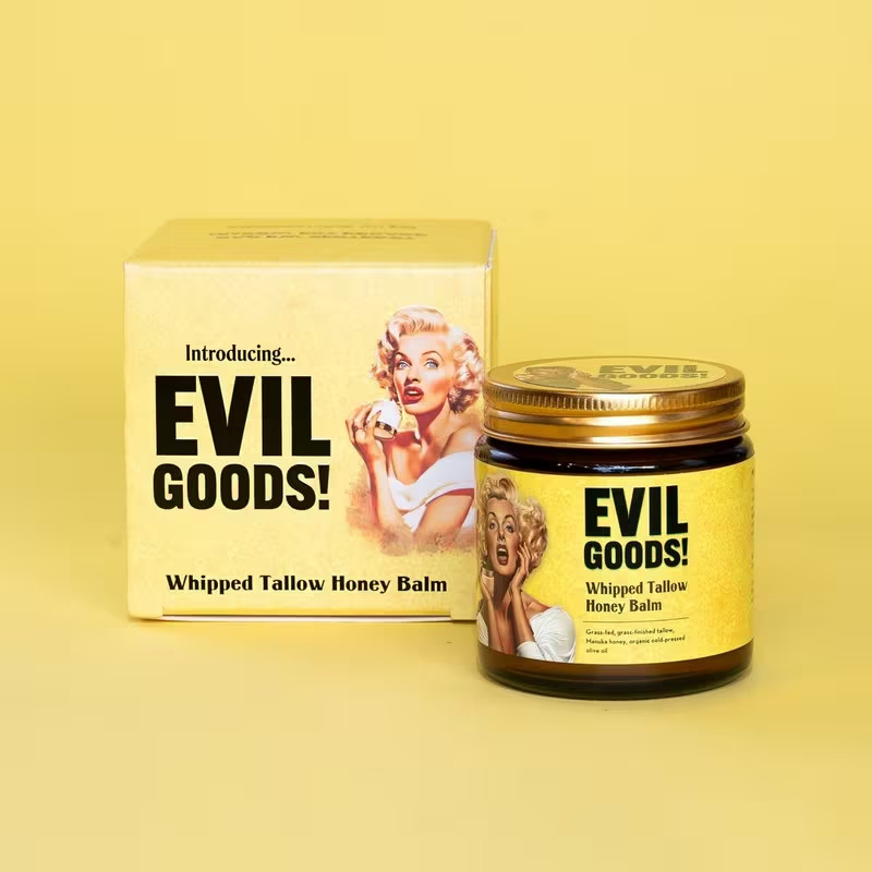 Evil Goods Whipped Tallow Honey Balm Unscented New & Sealed in Box 4oz Evil Goods Whipped Tallow Honey Balm Unscented New & Sealed in Box 4oz