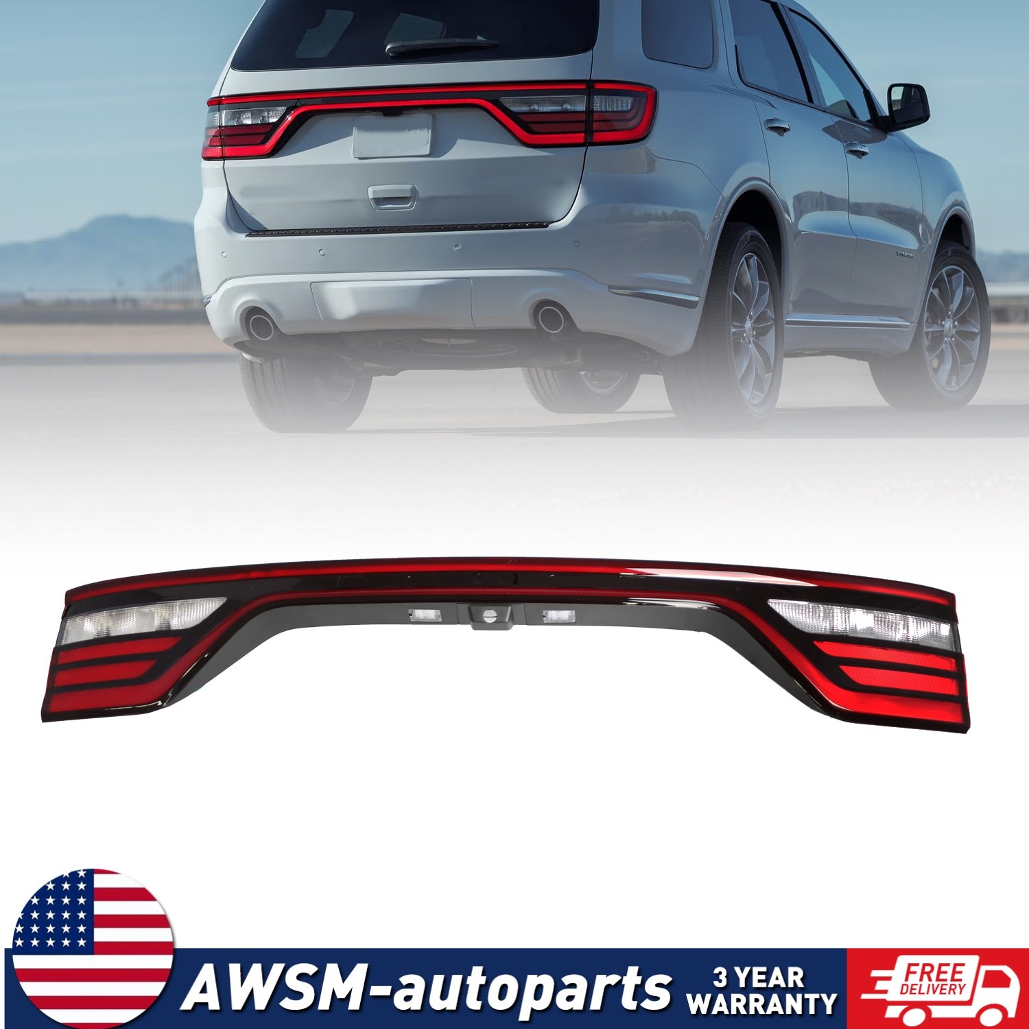 For 2014-2022 Dodge Durango LED Lift gate Liftgate Tail Light Lamp w/Camera Hole