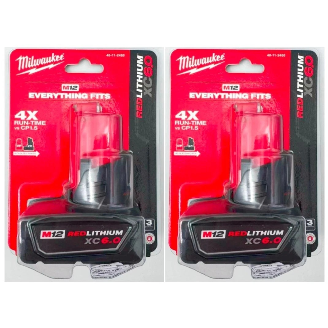 2 Pack M12 XC 6.0Ah 12V REDLITHIUM Extended Battery 48-11-2460 M12 Battery