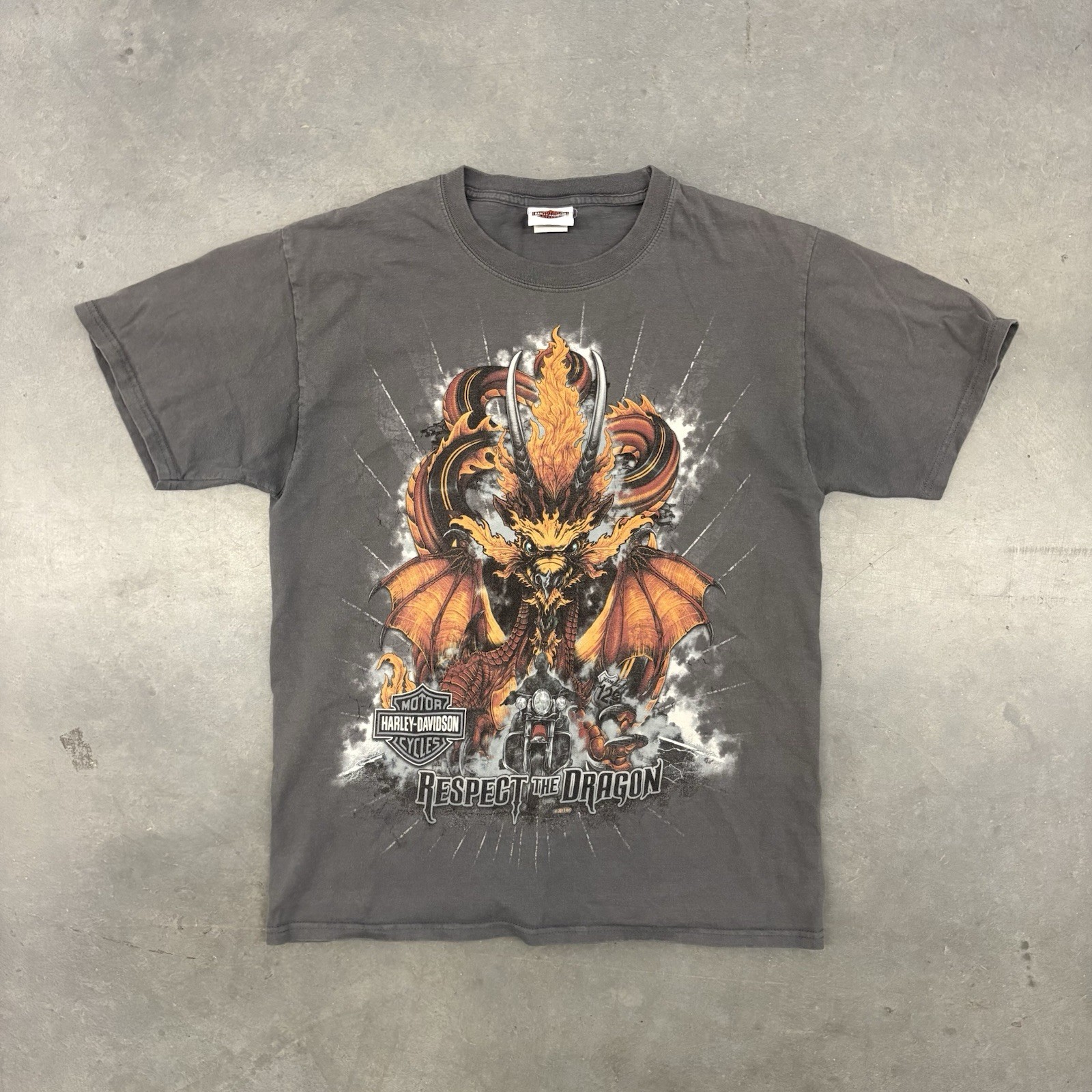 Harley Davidson Y2K Respect The Dragon Graphic T-Shirt Men’s Medium
