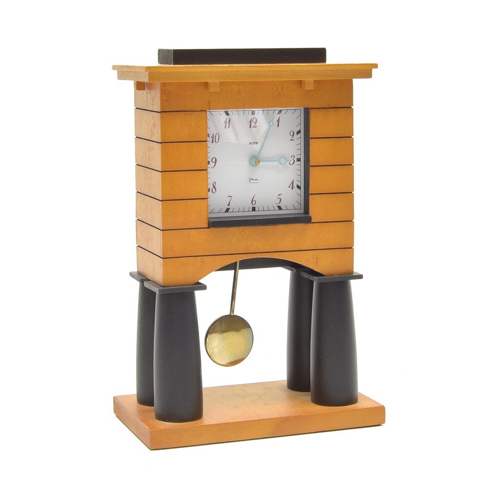 NOS Alessi Maple Mantel Clock Designed by MICHAEL GRAVES Modernist Pendulum
