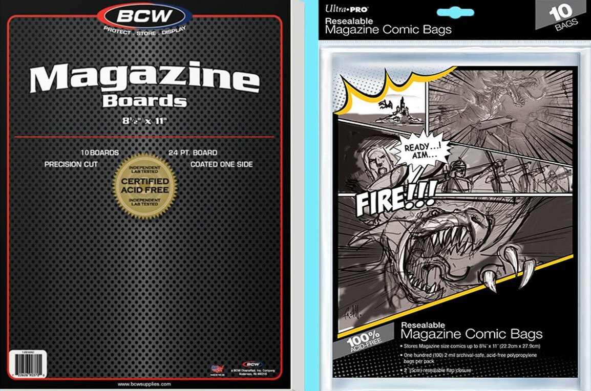 10 BCW Magazine 8.5 x 11 Backing Boards & Ultra Pro Resealable Bags Storage 10 BCW Magazine 8.5 x 11 Backing Boards & Ultra Pro Resealable Bags Storage