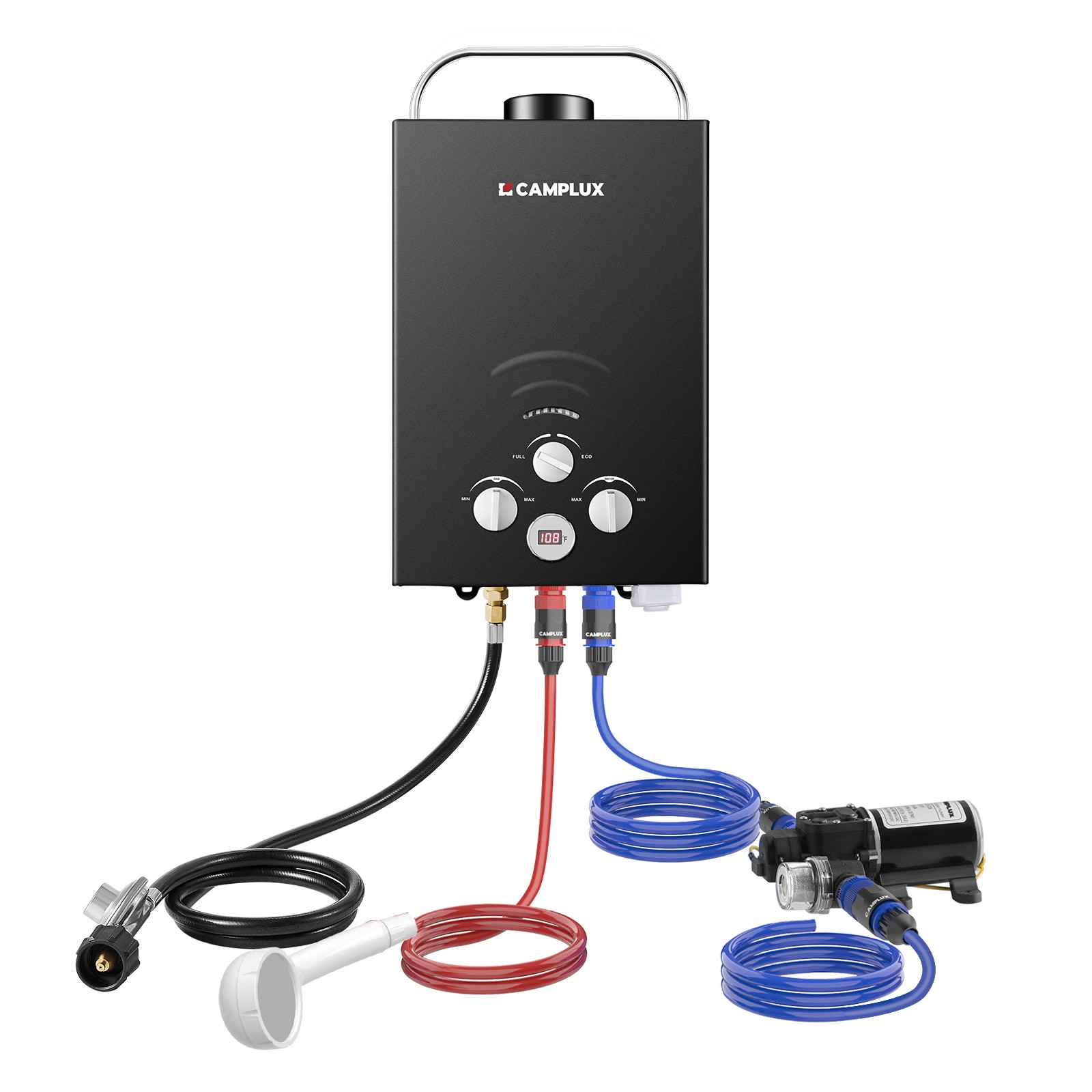 6L Portable Propane Gas Water Heater Camplux 1.58 GPM Instant Hot Outdoor Shower