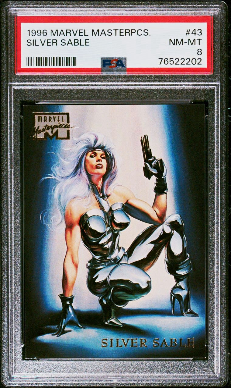 1996 Marvel Masterpieces #43 Silver Sable PSA 8 1996 Marvel Masterpieces #43 Silver Sable PSA 8