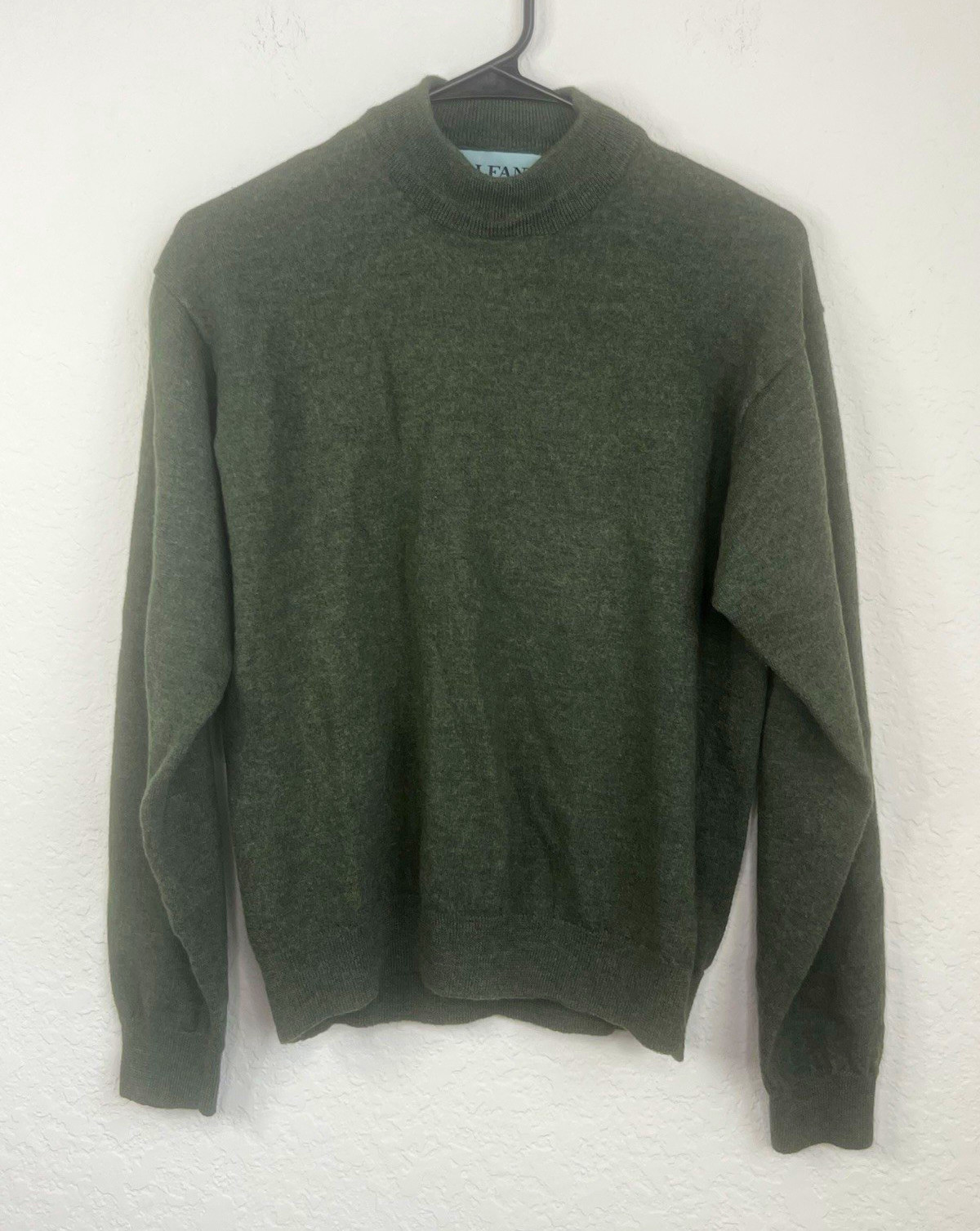 Alfani Men\'s Merino Wool Knit Crew Neck Pullover Sweater M Green Solid
