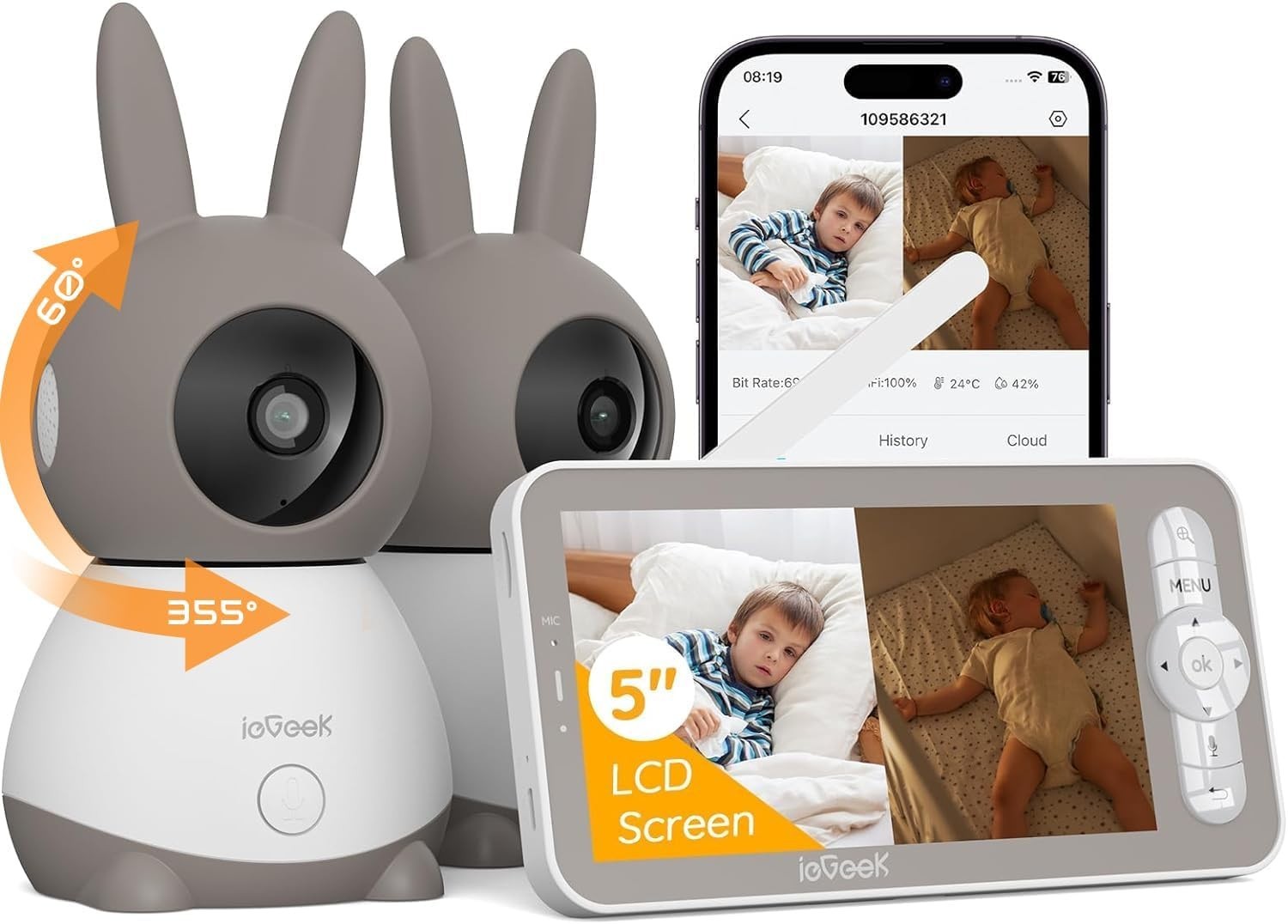 ieGeek 2K Split-Screen Baby Monitor, 5\ ieGeek 2K Split-Screen Baby Monitor, 5\