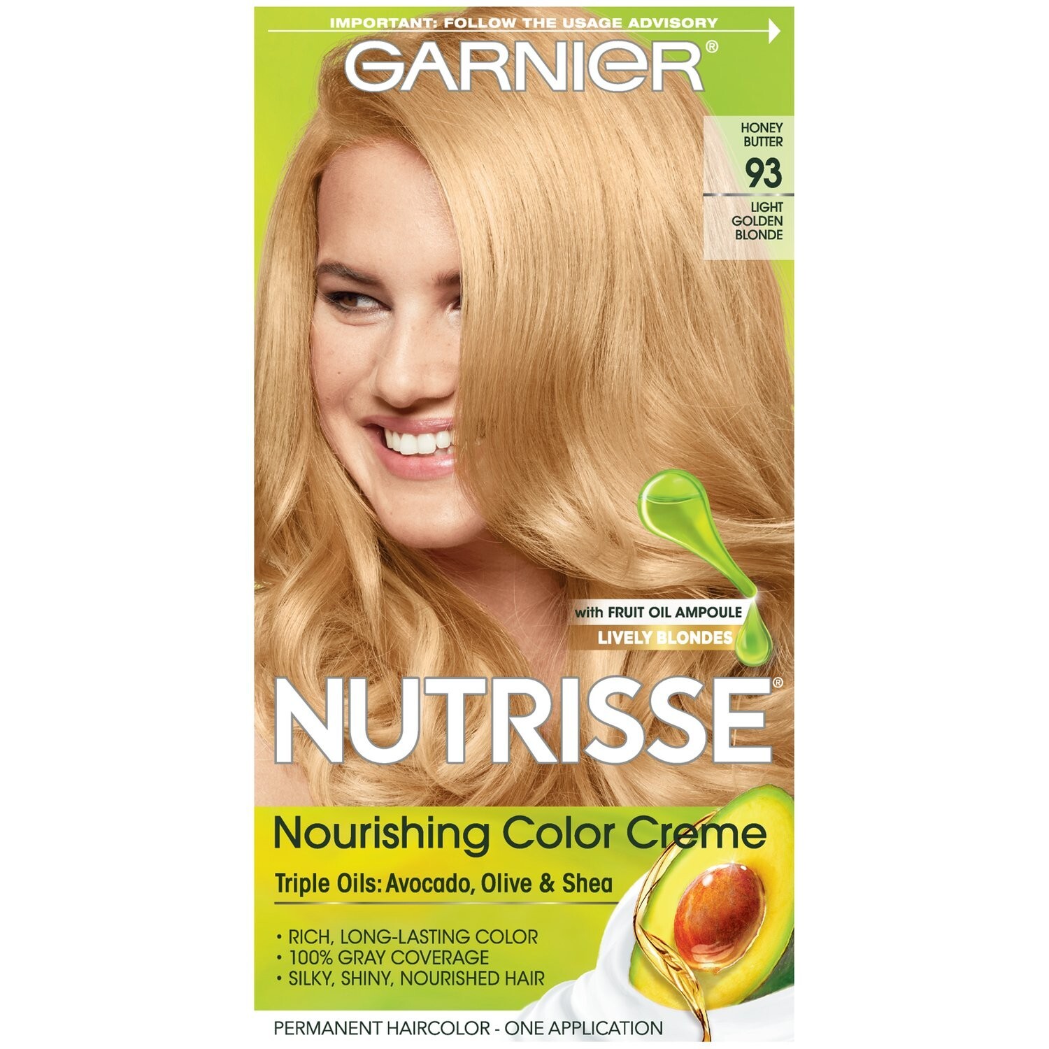 Garnier Nutrisse Nourishing Hair Color Creme #93 Honey Butter Lt Gold Blonde Garnier Nutrisse Nourishing Hair Color Creme #93 Honey Butter Lt Gold Blonde