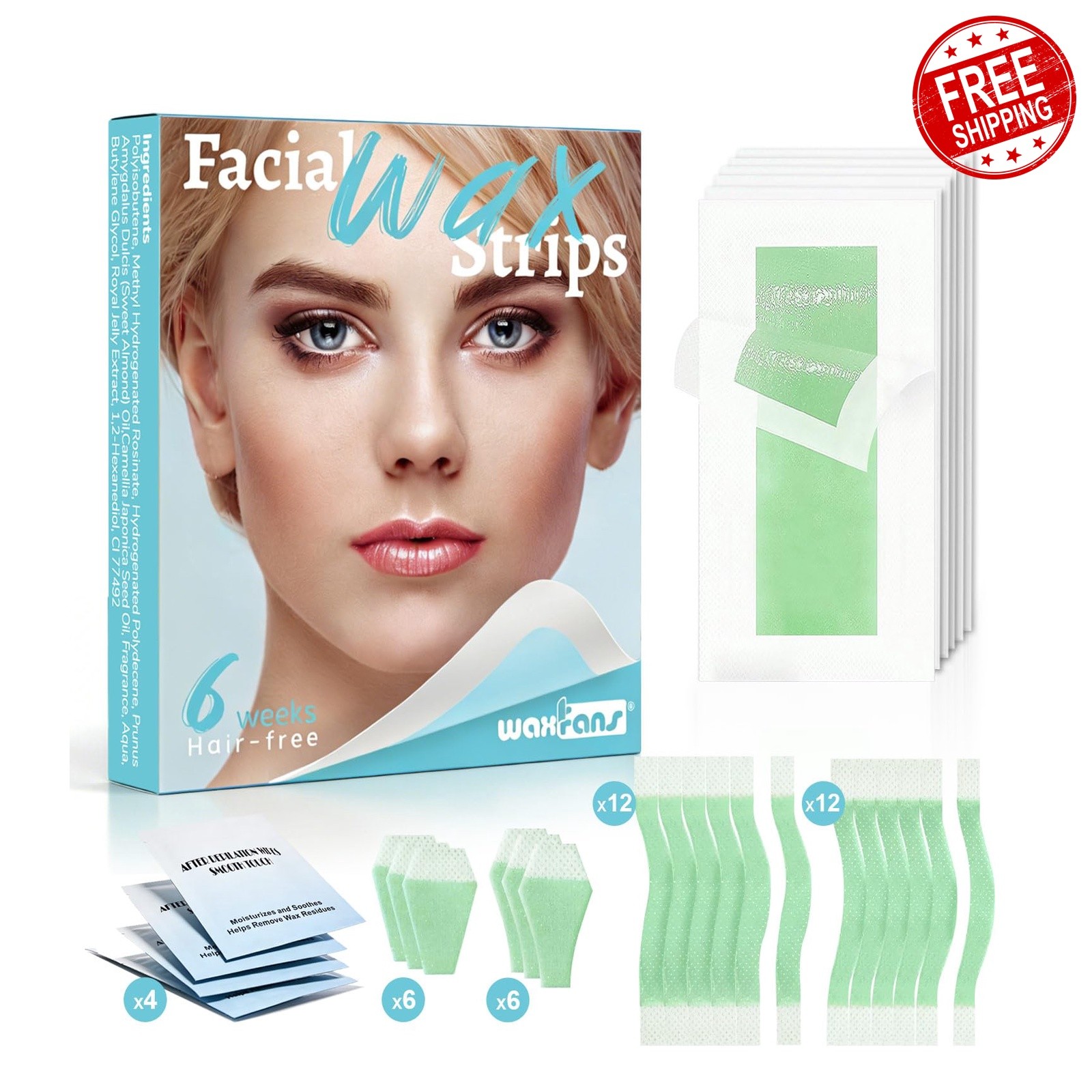 waxfans 56ct Light Blue Wax Strips