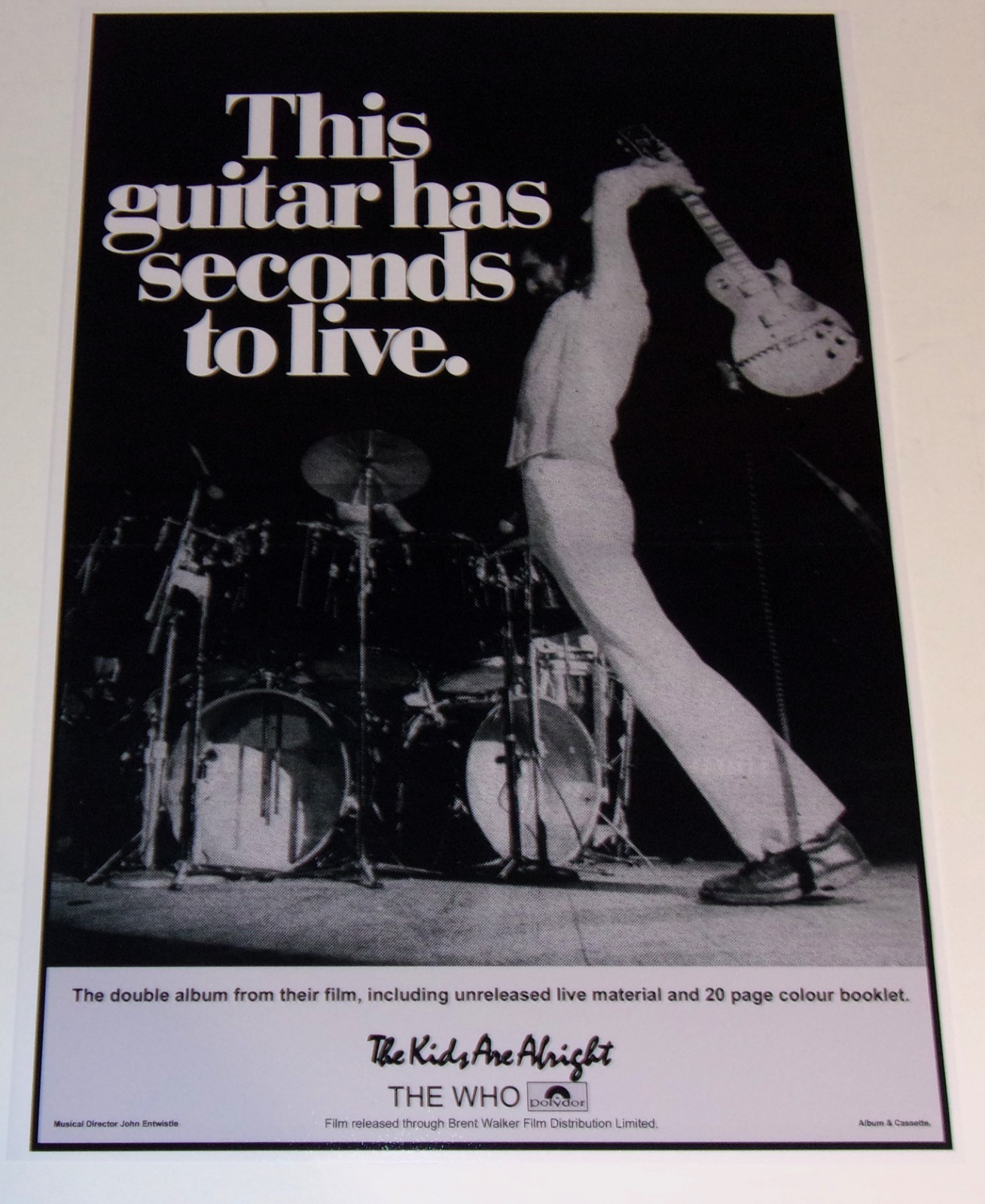 Pete Townshend The Who 1979 b/w Guitar Smashing Poster 19