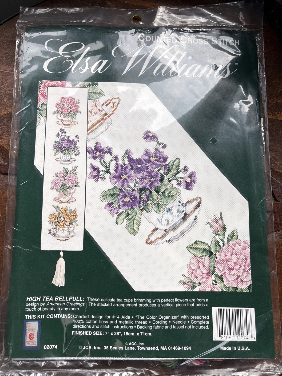 Vintage Elsa Williams High Tea Bellpull Counted Cross Stitch Kit w/ Frame 02074 Vintage Elsa Williams High Tea Bellpull Counted Cross Stitch Kit w/ Frame 02074