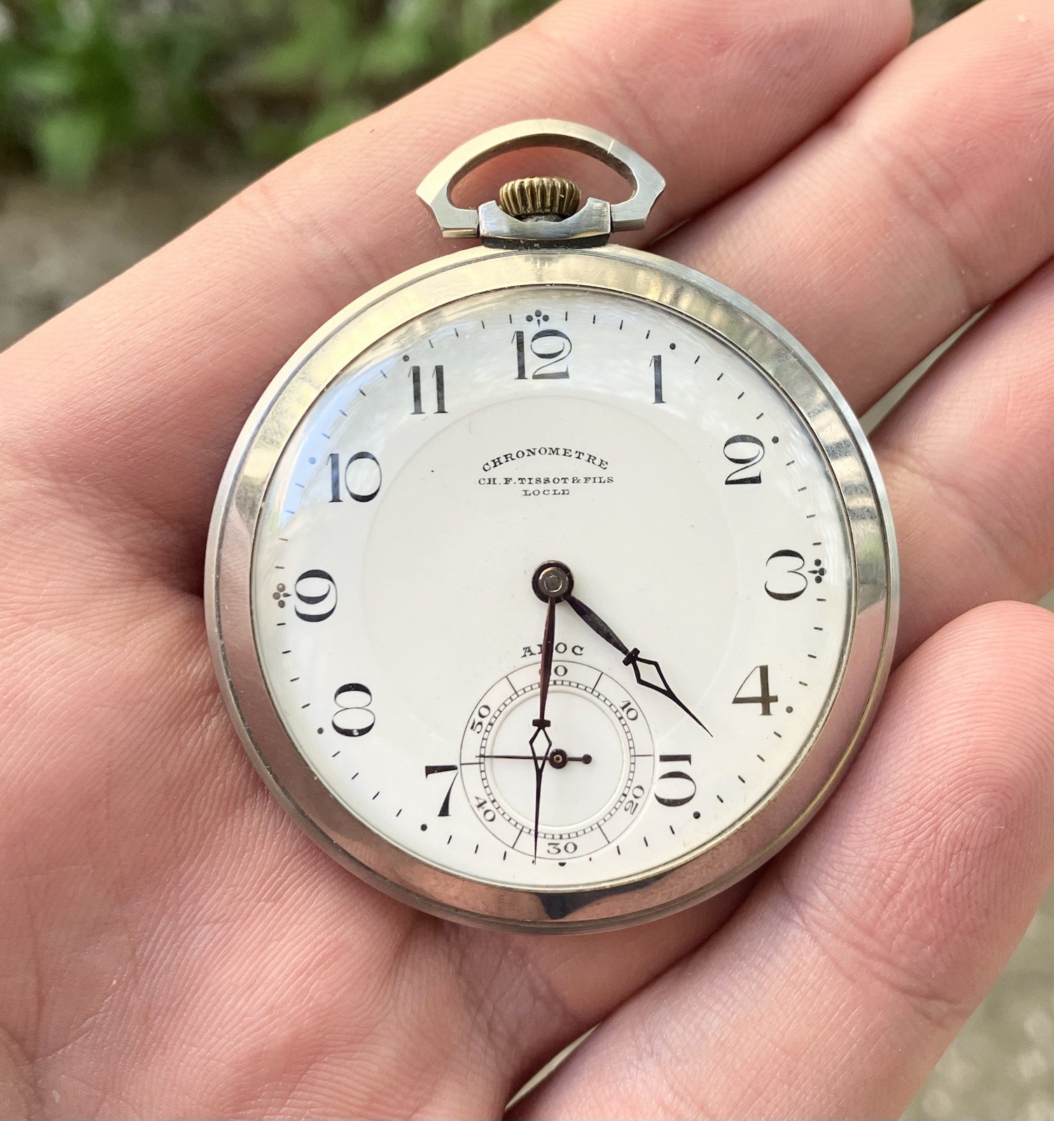 CH.F &Fils Tissot Chronometre Locle  Adoc Vintage Pocket Watch 1925-1926 Works