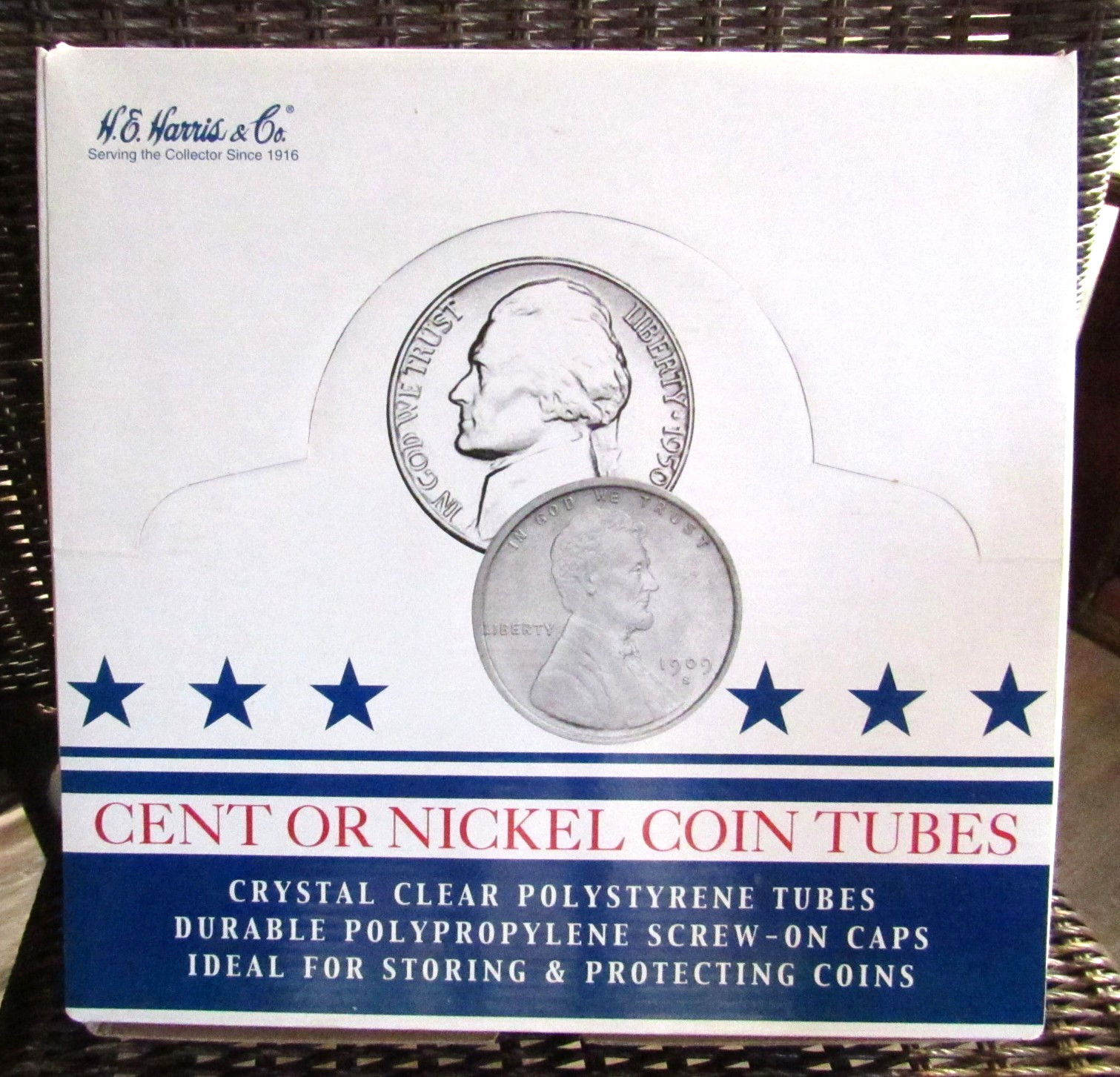 Vintage H.E. Harris Full Case of 100 Penny/Cent Clear Coin Collectors Tubes