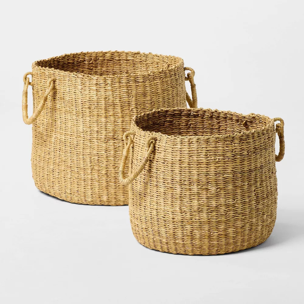 Set of 2 Round Woven Baskets Beige - Threshold designed with Studio McGee