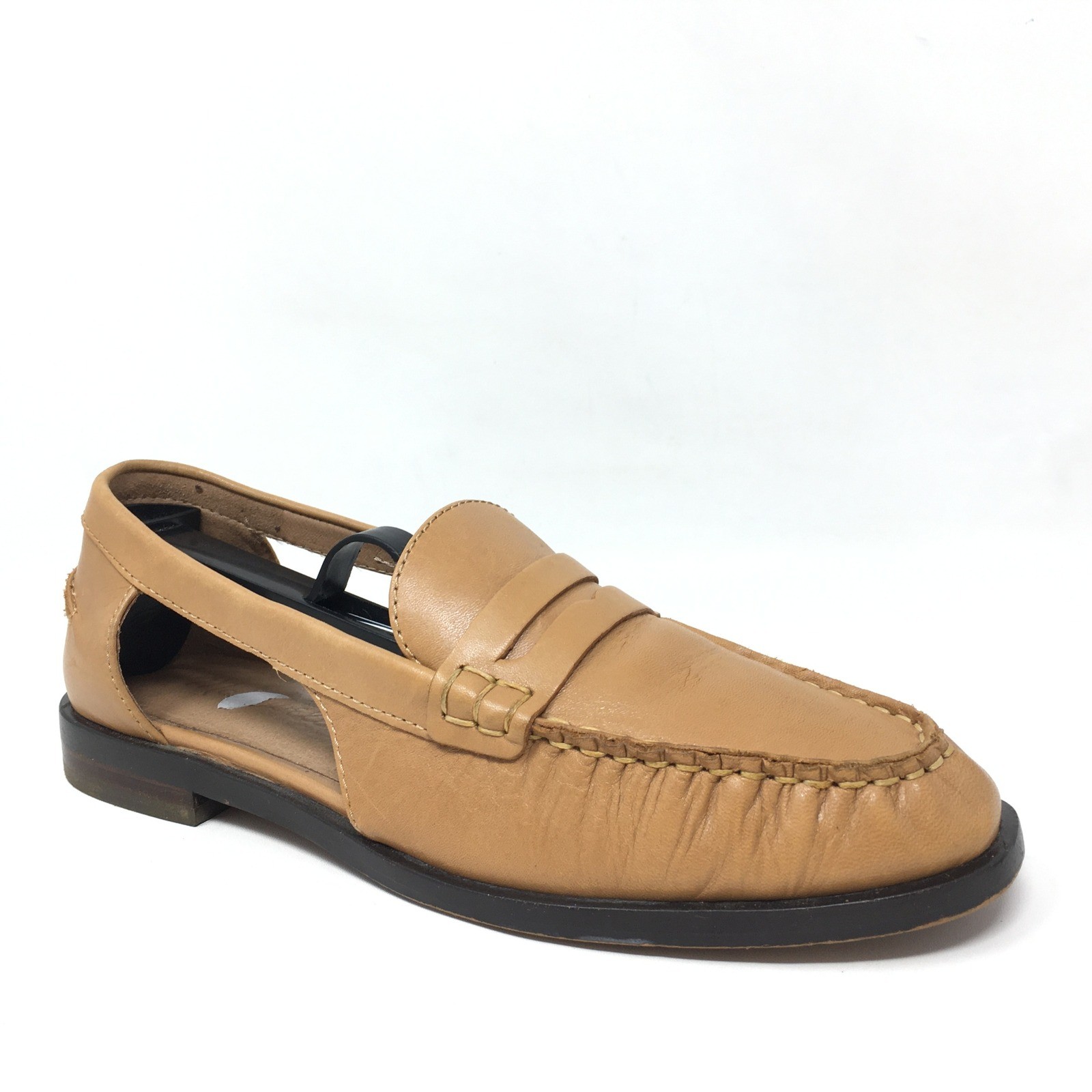 Madewell The Nye Penny Loafers Shoes Womens Size 6 Tan Leather Cutout Slip On