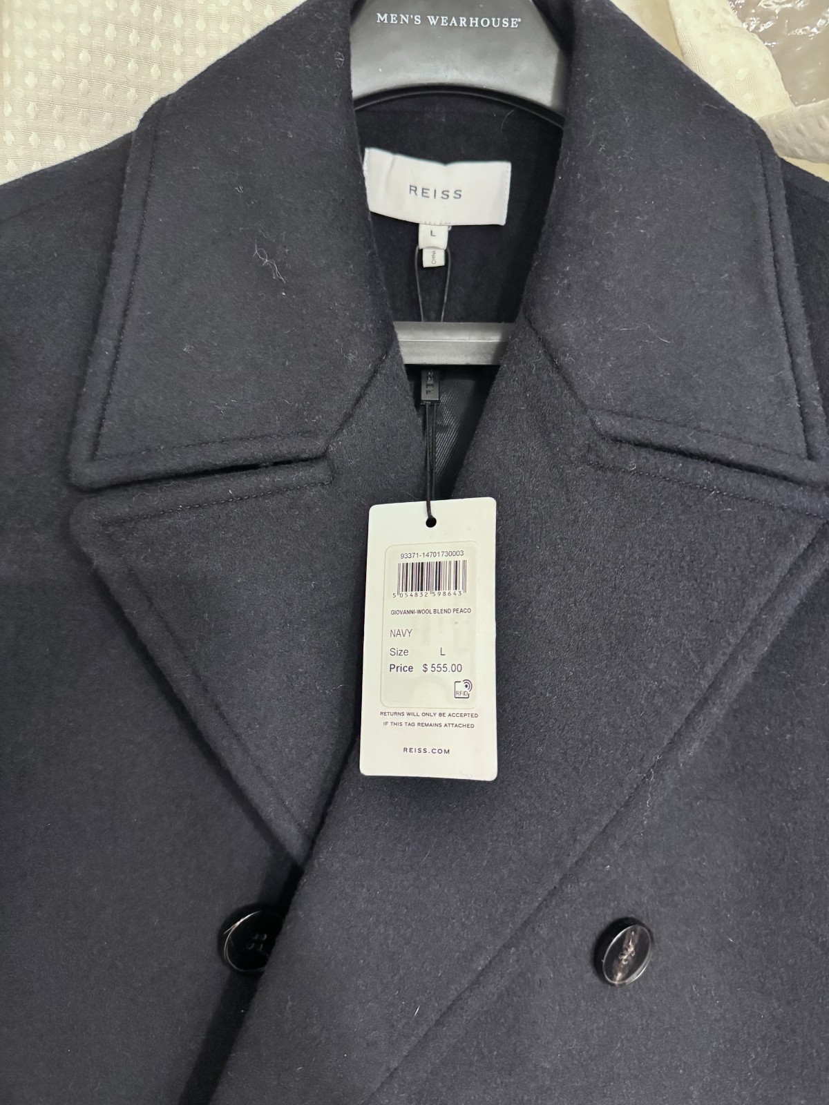 Reiss Giovanni Navy Peacoat - NWT $555 Retail