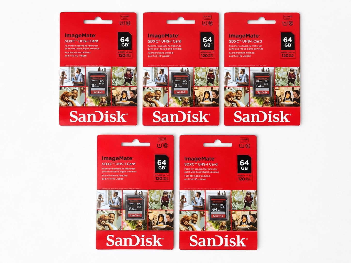 (Lot of 5) SanDisk ImageMate 64GB SDXC UHS-I Class 10 Memory Card 120MB/s