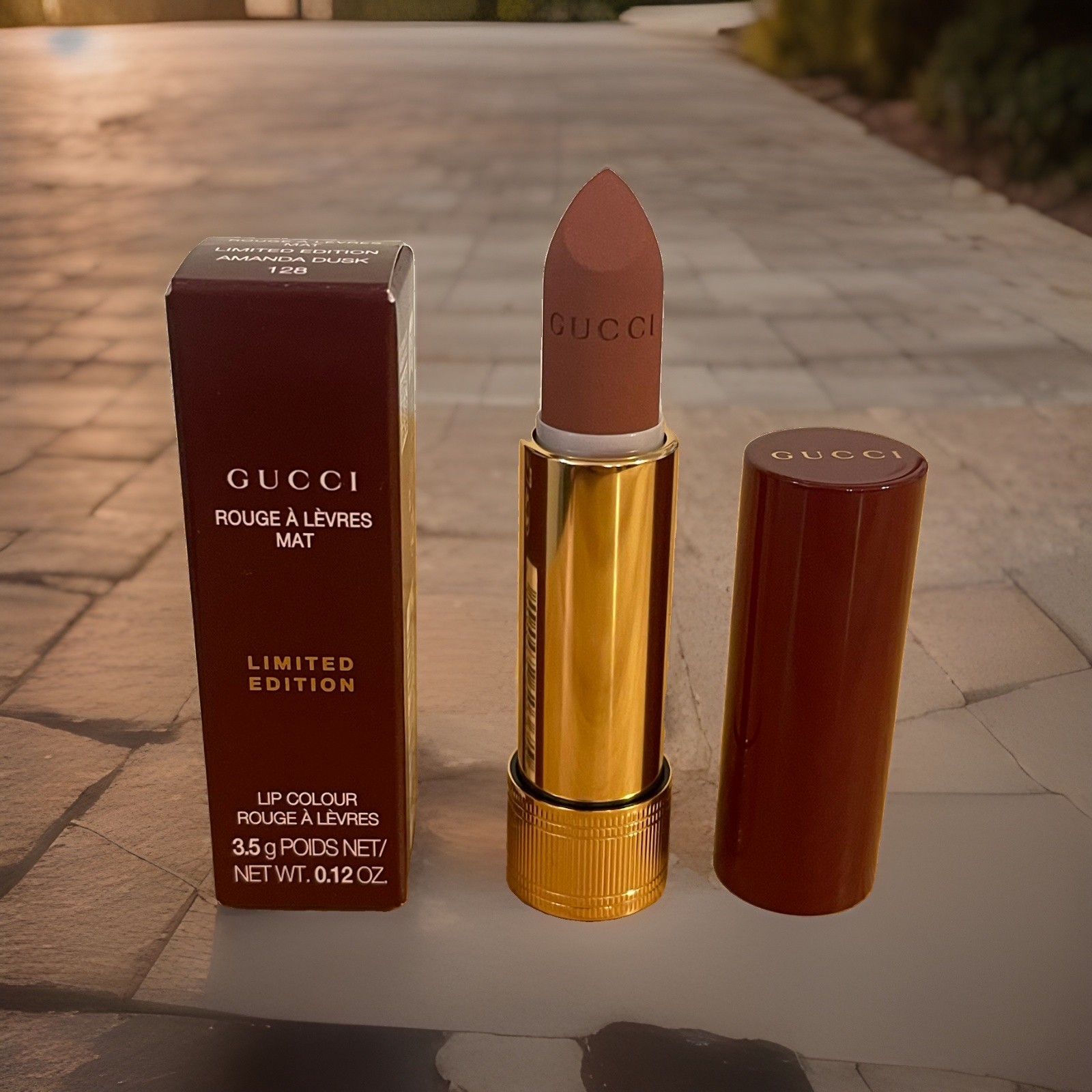 Gucci Limited Edition Matte Lip Colour  Lipstick Amanda Dusk 128 New MSRP $50