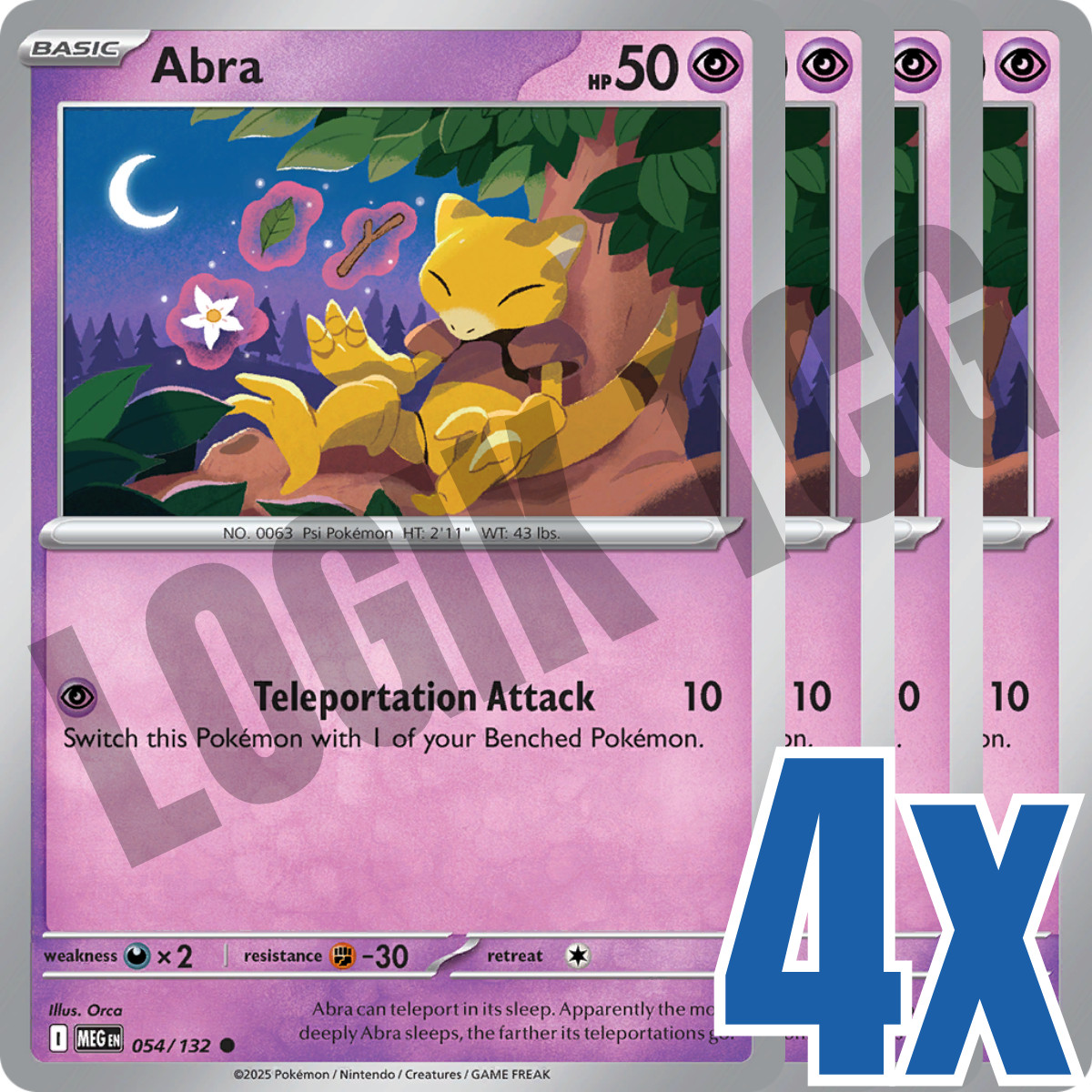 4x Abra 054/132 x4 - Mega Evolutions - Pokemon TCG - Playset 4x Abra 054/132 x4 - Mega Evolutions - Pokemon TCG - Playset