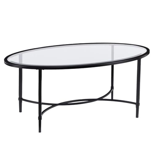 Black - SEI Furniture Quinton Oval Glass Top Cocktail Table B087TZB5Q3