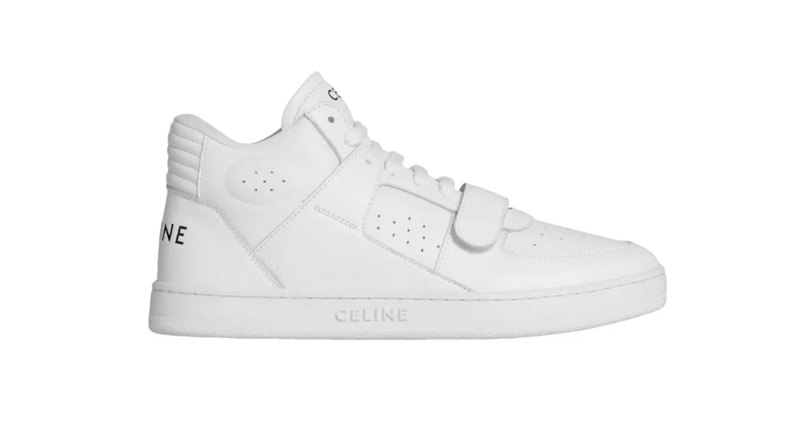 Celine White Leather Sneakers Mid Top Strap Women\'s Size 36 / US 6