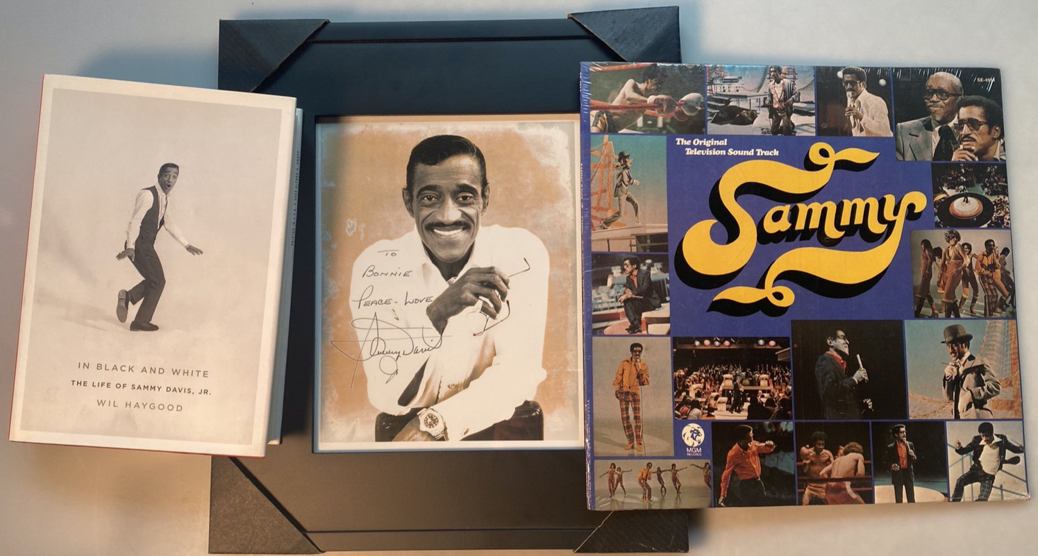 Sammy Davis Jr. LOT3 Autographed Photo Sealed LP TV  Soundtrek 1St Ed. Biography